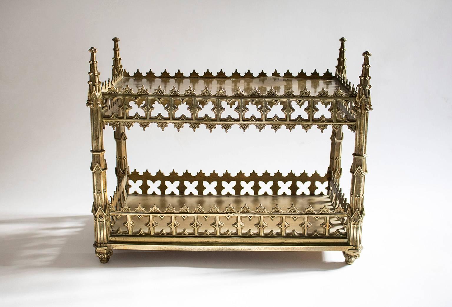 Gilt brass 19th century Gothic reliquary house/display, beautiful condition, highly decorative.

 