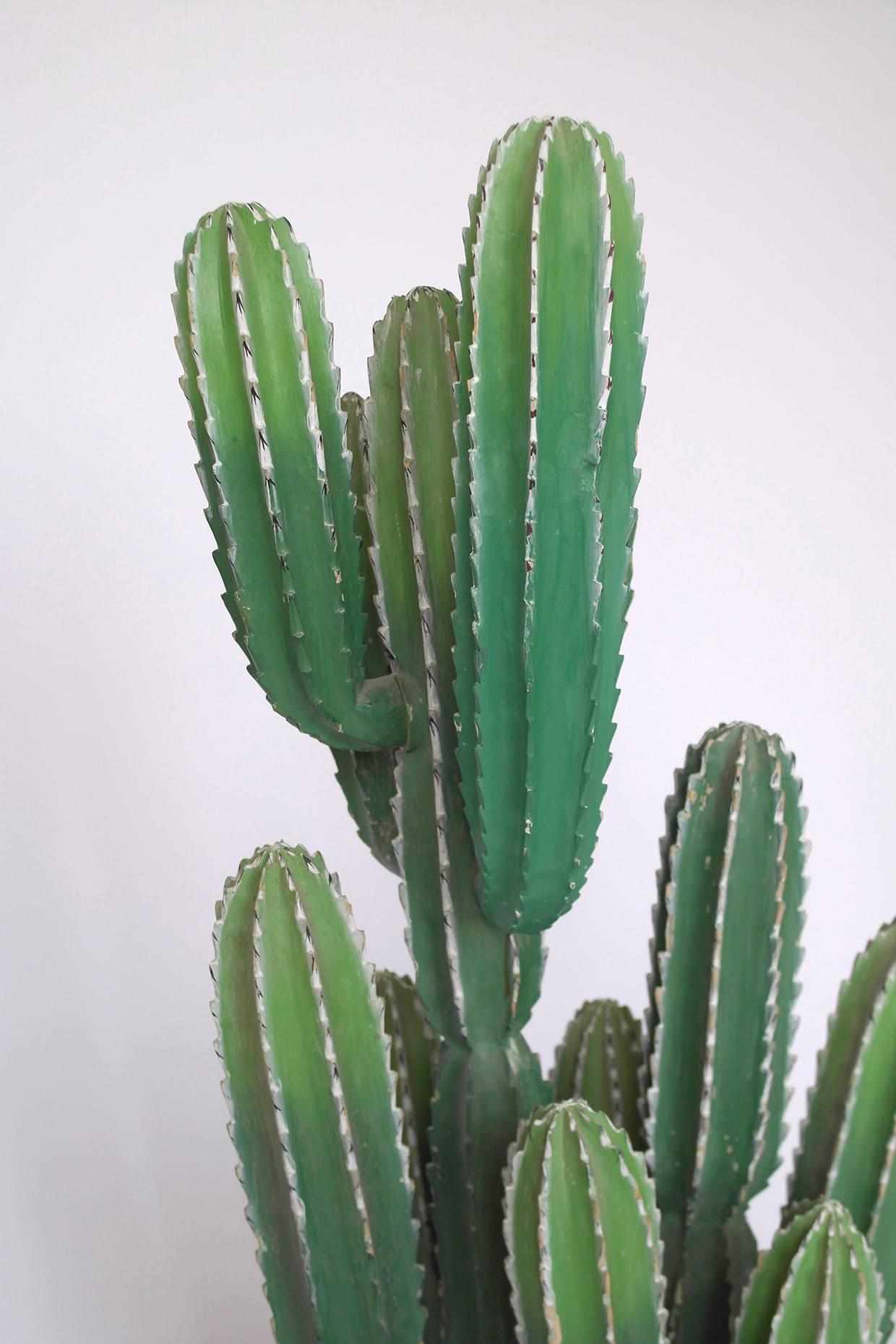 Italian Huge Carved Cacti Painted Cactus Sculpture Set Rare and Unusual