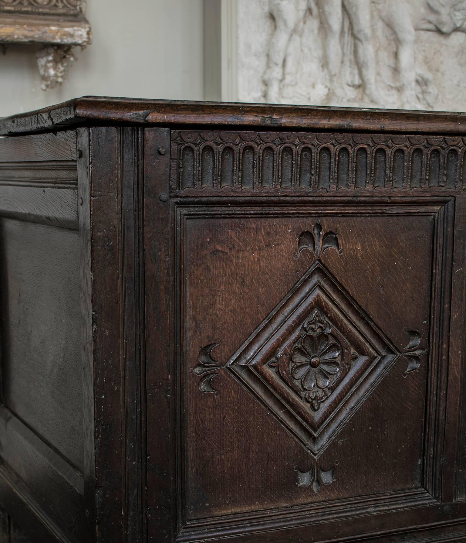 18th Century English Oak Coffer Blanket Box 2