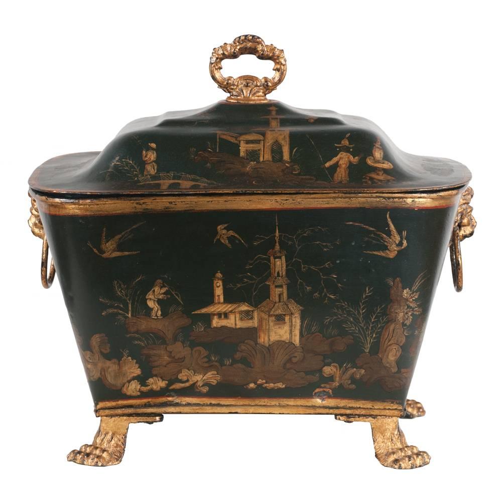 Coal Hod with Chinoiserie For Sale