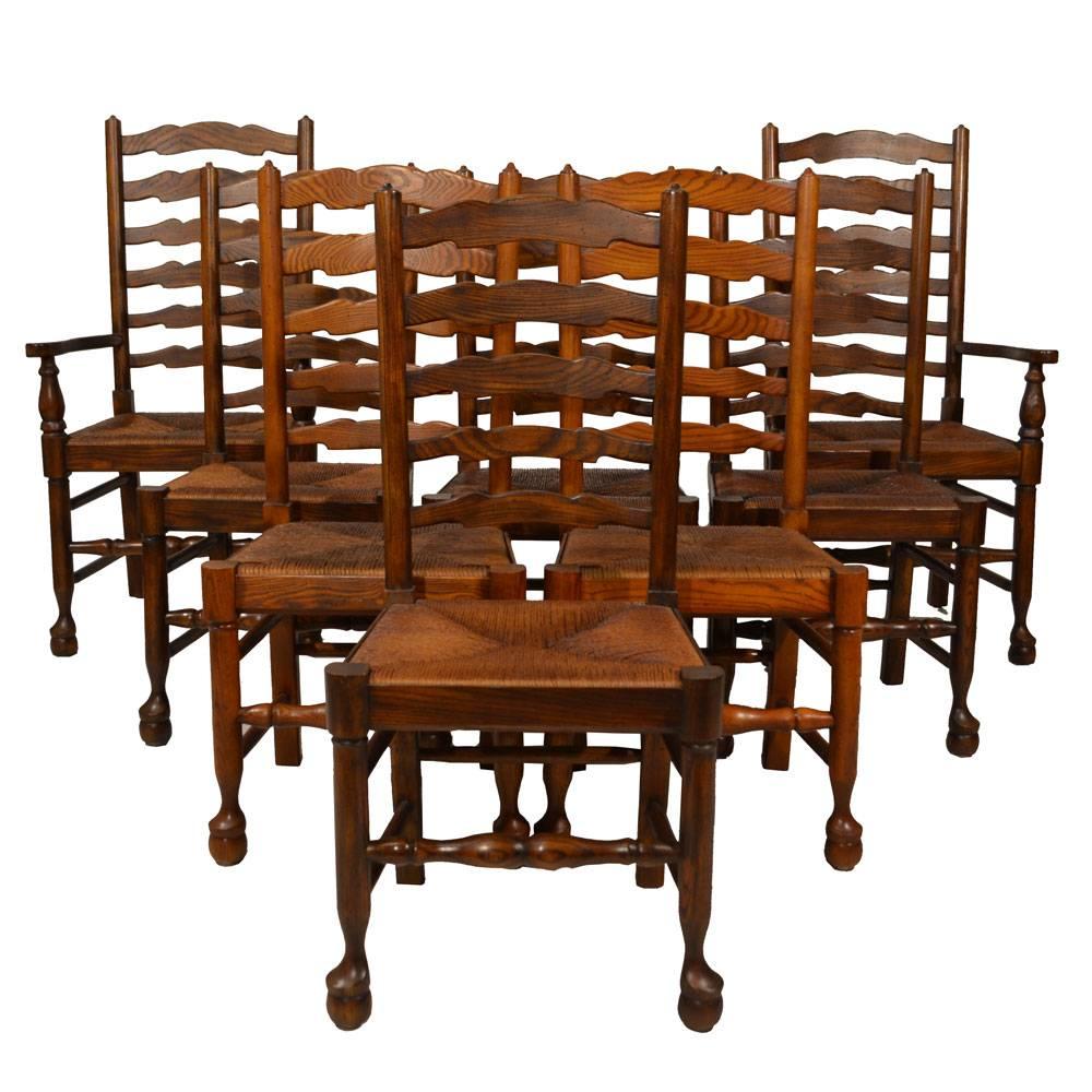 Lancashire Ladderback Chairs, Set of Eight For Sale