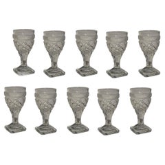 Twelve Antique Baccarat Port Wine Glasses by St. Anne Factory, Voneche, 1810.