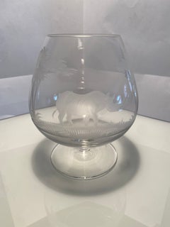 Set of Classic Cognac snifters Glasses Wildlife&Safari theme, France 1970’s