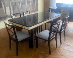 Vintage Italian Art Deco Complete Dining Room Set in Parchment , Palermo 1930s