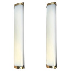 Pair of 1960s Mid-Century Dutch Philips Brass & Ribbed Acrylic Cinema Sconces.