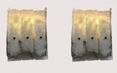 1970s Murano "Winter" Ice Glass Wall Sconces (Pair)
