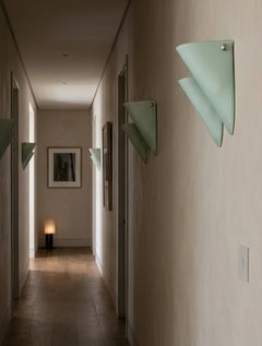 Triangle Shaped Vintage Wall Sconces in Light Green Glass Murano Due, Italy 1995