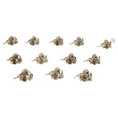 Lot de 12 porte-noms italiens en argent massif en forme de trèfle à quatre feuilles, Arezzo