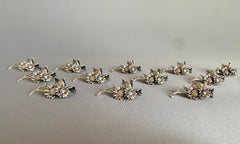 Set of 12 Italian Sterling Silver Sunflower Place Card or Menu Holders, Arezzo
