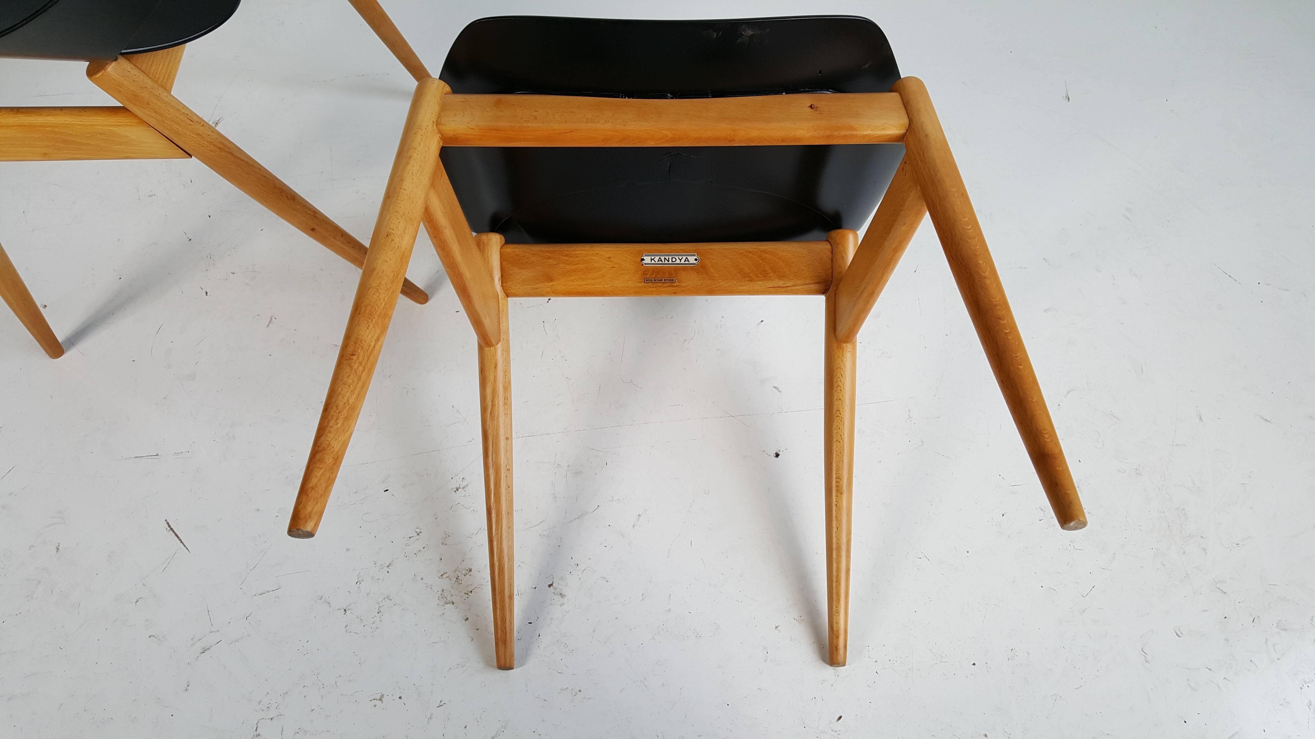 Mid-Century Modern Modernist Pair of Plywood Chairs, Carl Jacob C2 