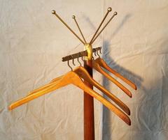 Gio Ponti Style Brass and Wood Coat Stand
