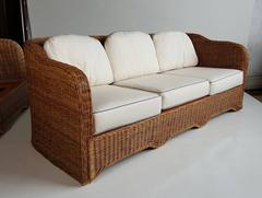 Modernist Six-Piece Wicker and Bamboo Suite by Ficks Reed