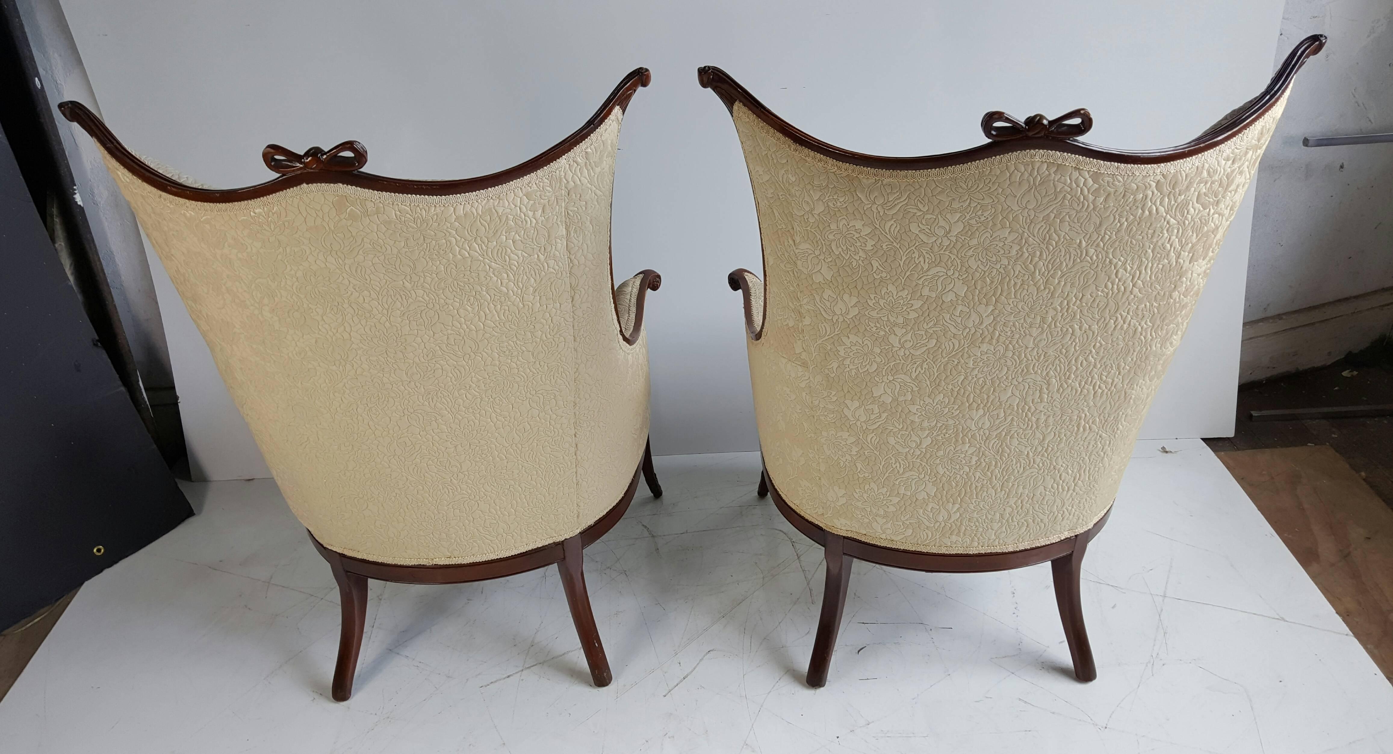 American Pair of Elegant Hollywood Regency Grosfeld Button Tufted Armchairs