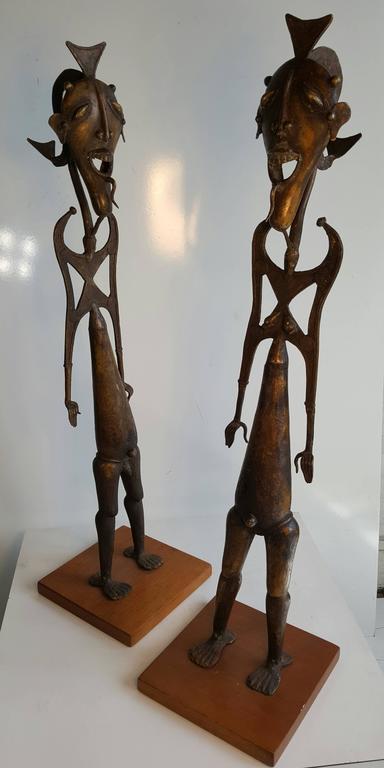 Modernist Bronze African Statues of Whimsical Man and Women For Sale at ...