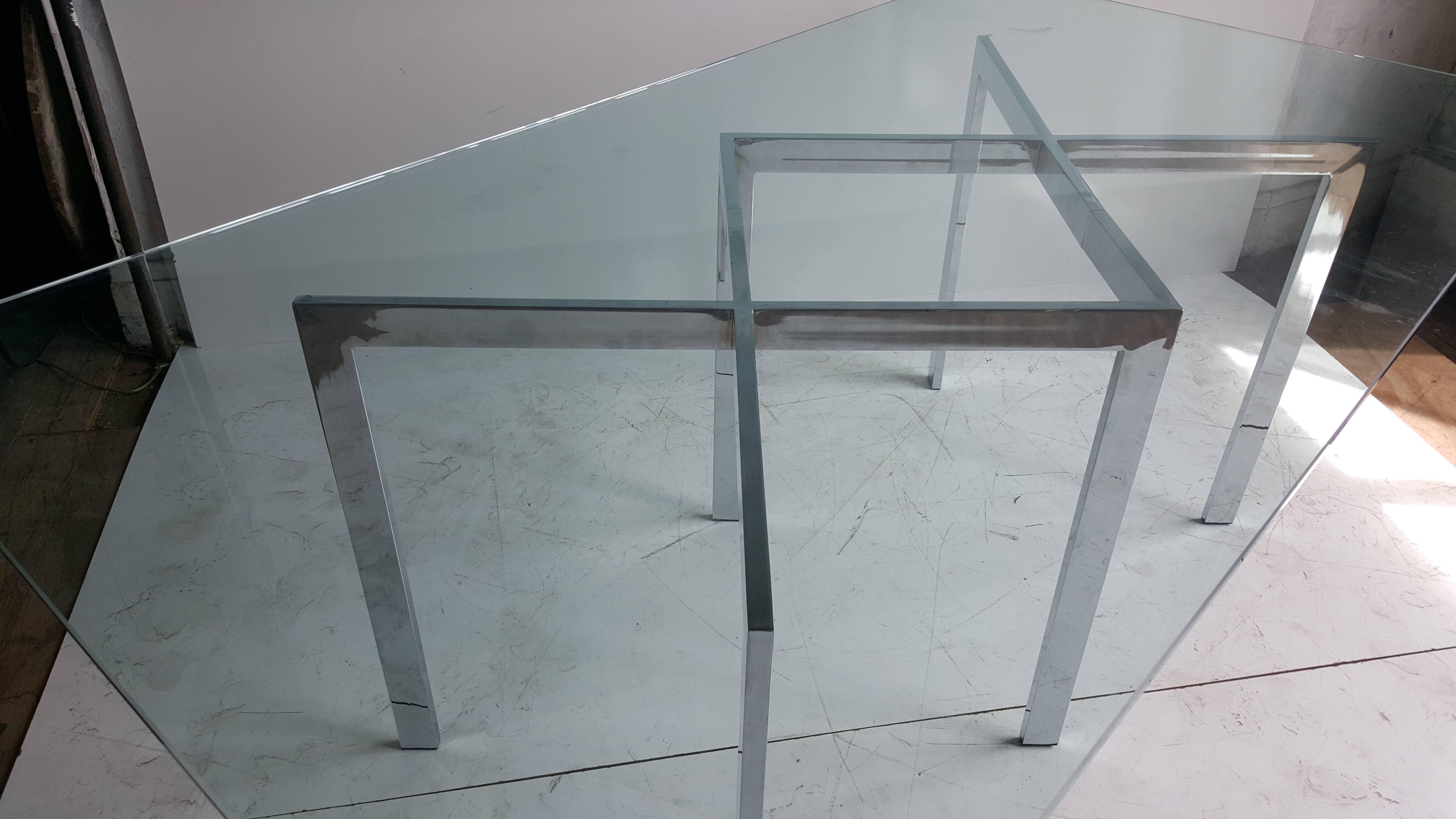 milo baughman glass dining table