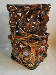 Pair of Tony Duquette Iridescent Resin Taffy Side Tables, circa 1970