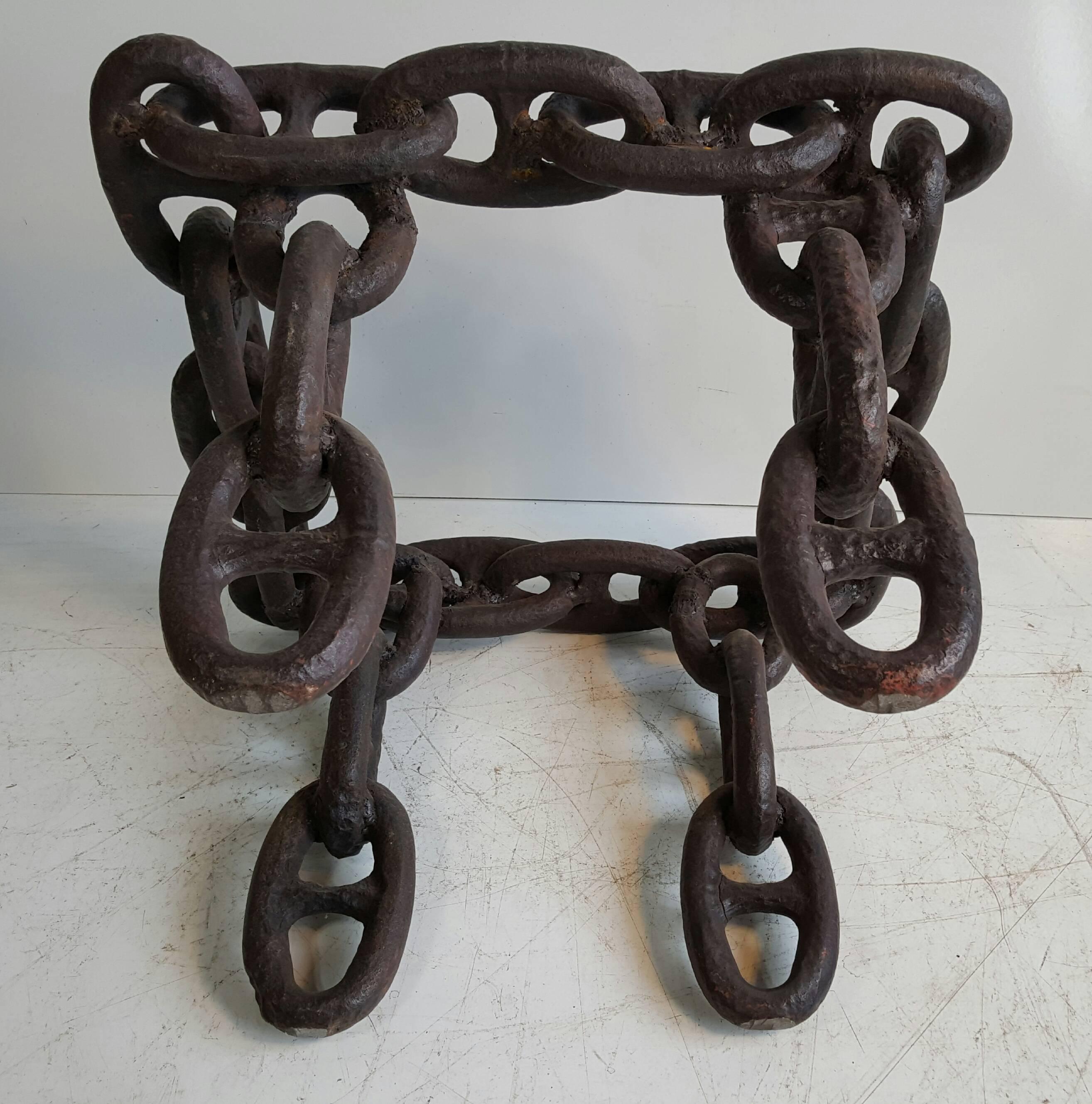 Heavy MidCentury Welded Iron Ship Chain Industrial Table Base at