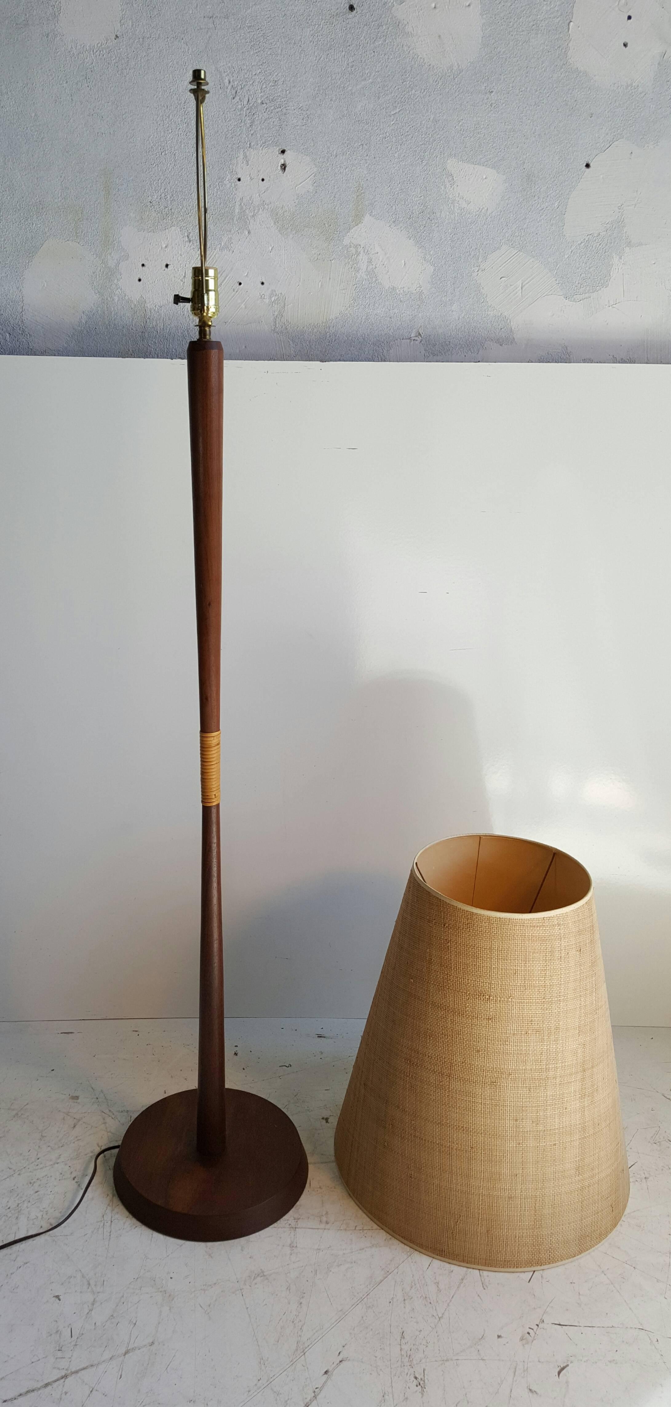 20th Century Classic Turned Walnut Danish Modern Taper Floor Lamp