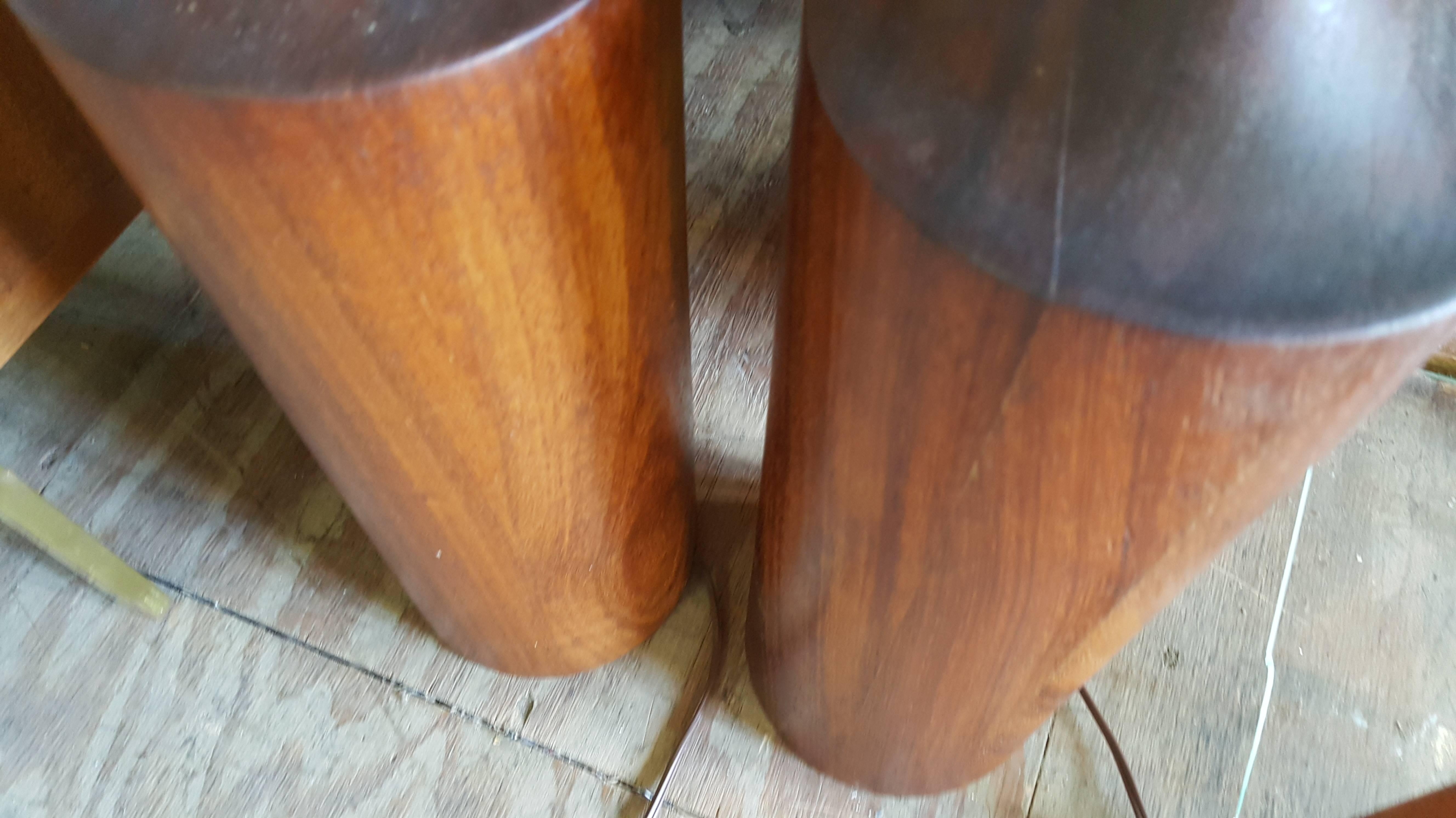 Mid-Century Modern Classic Pair of Modernist Turned Walnut Lamps Manner of Phillip Lloyd Powell