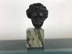 Bronze and Marble Head of Beethoven Sculpture