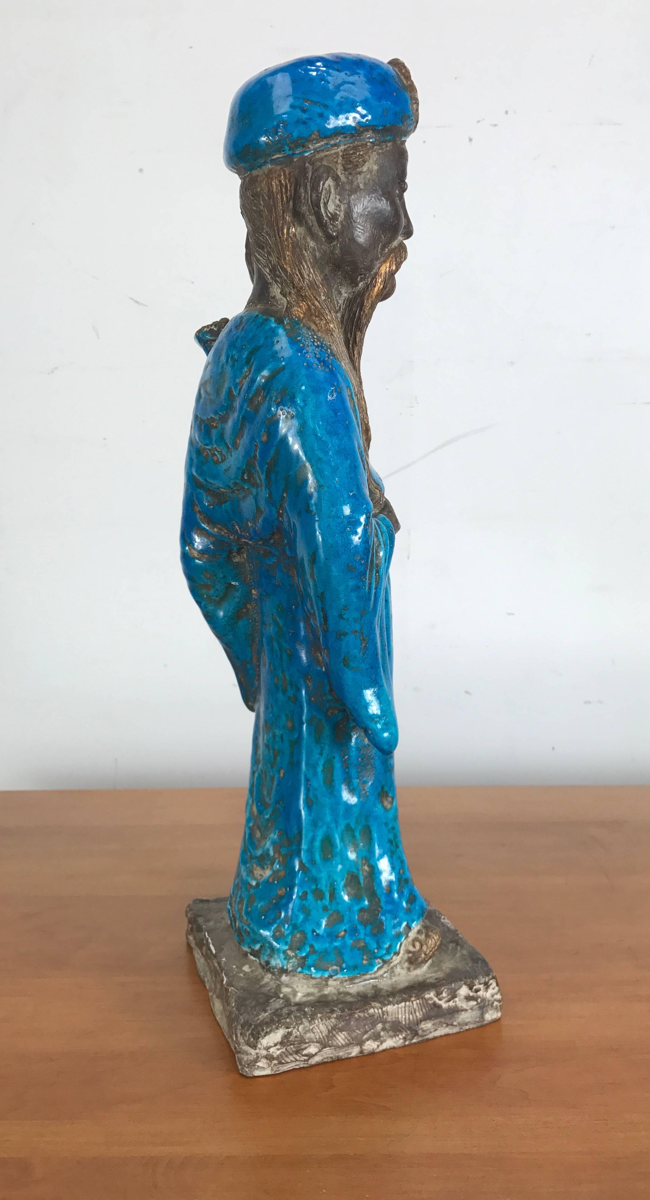 Large Zaccagnini Mid-Century Modern Italian Art Pottery Statue In Excellent Condition In Buffalo, NY