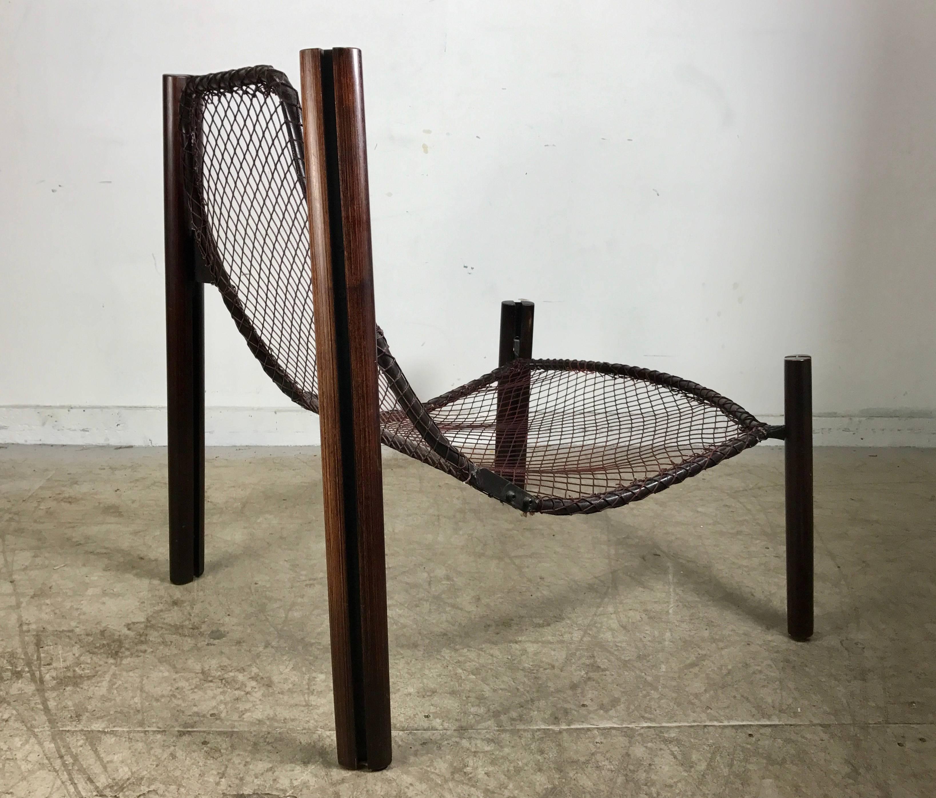 Modernist Rosewood and Suede Lounge Sling Chair by Percival Lafer 2