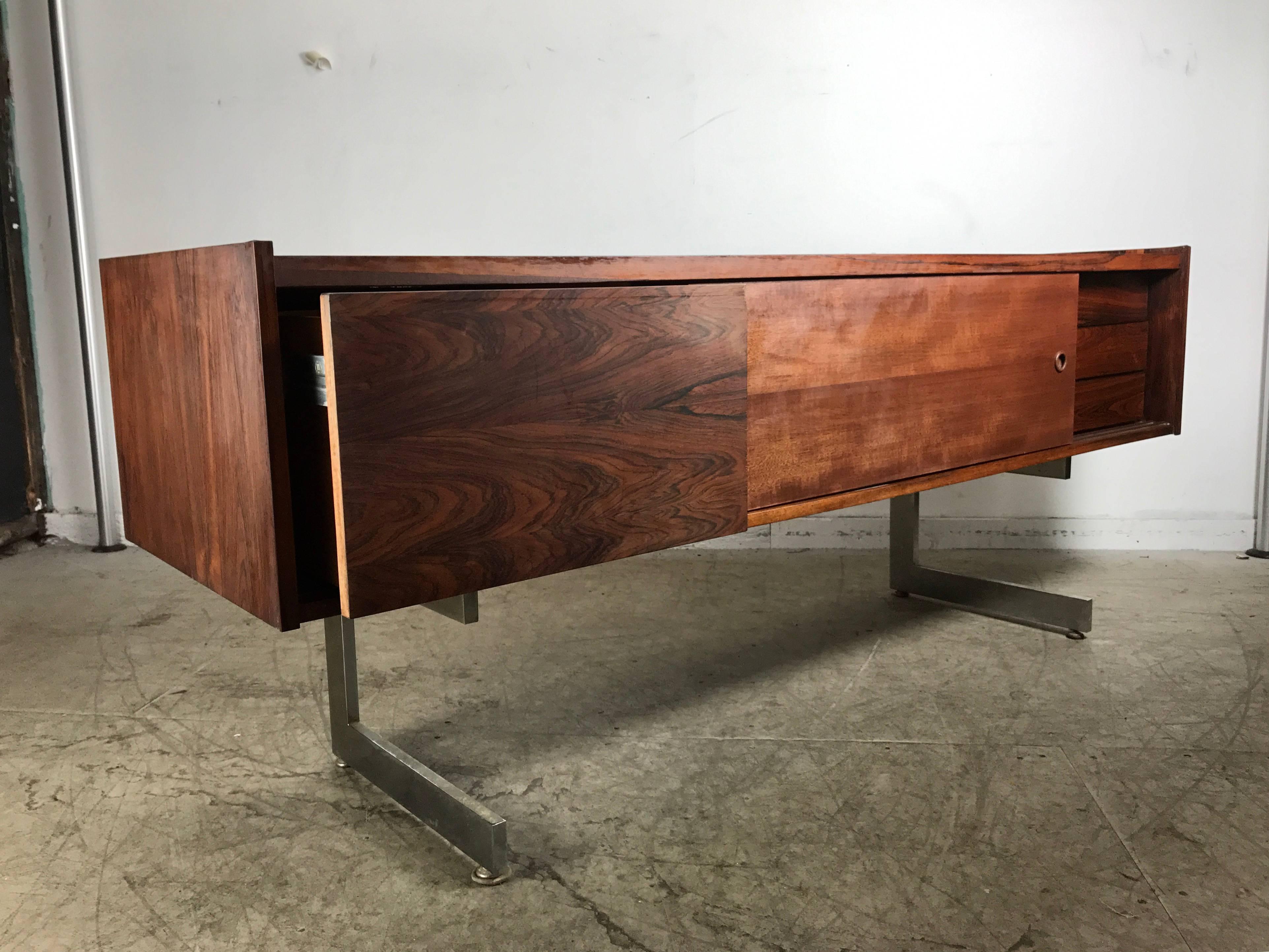 American Mid-Century Modern Cantilevered Rosewood Credenza