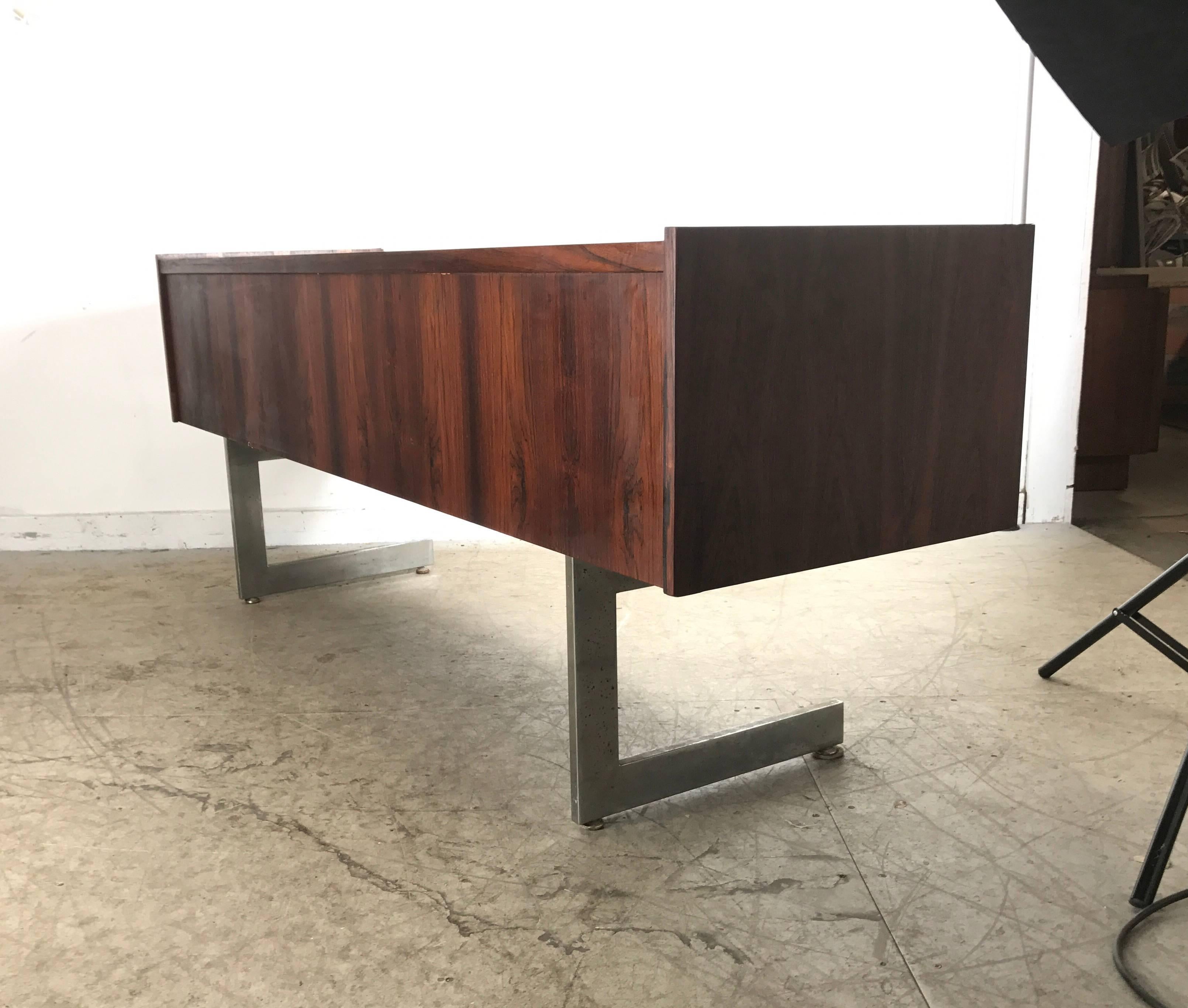 20th Century Mid-Century Modern Cantilevered Rosewood Credenza