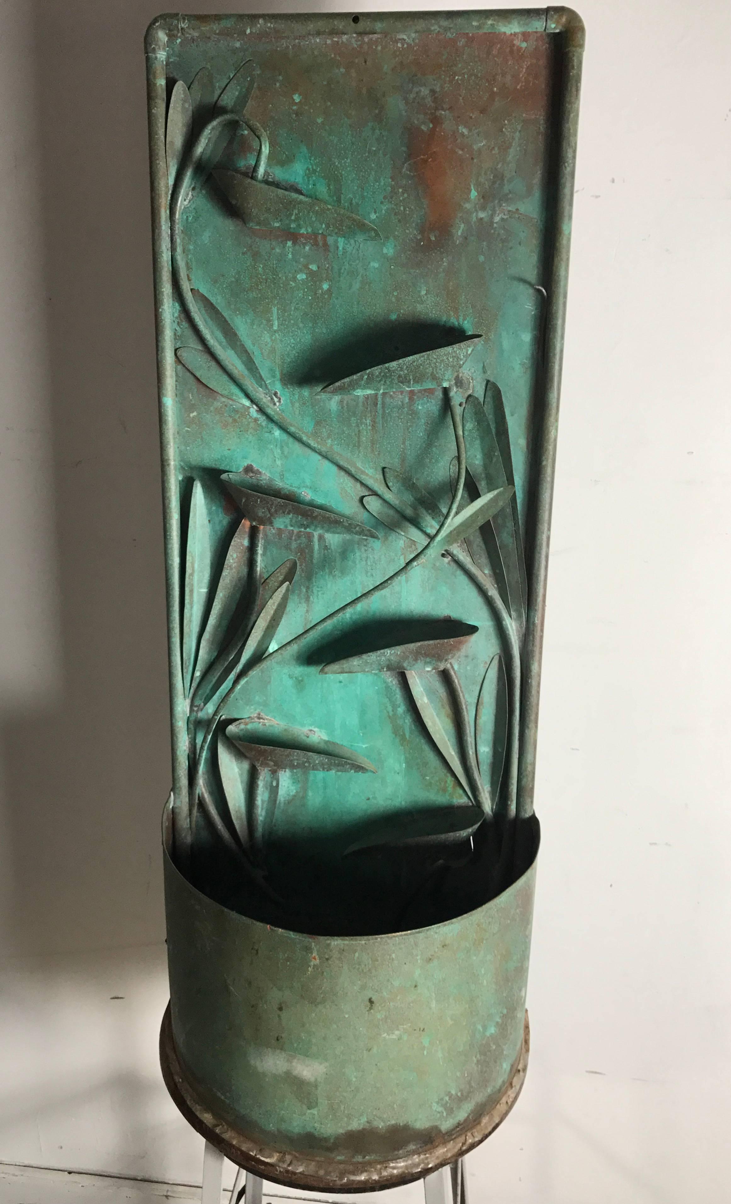 Mid-Century Modern Modernist Hanging Copper Water Fountain Sculpture, Amazing Form and Patina