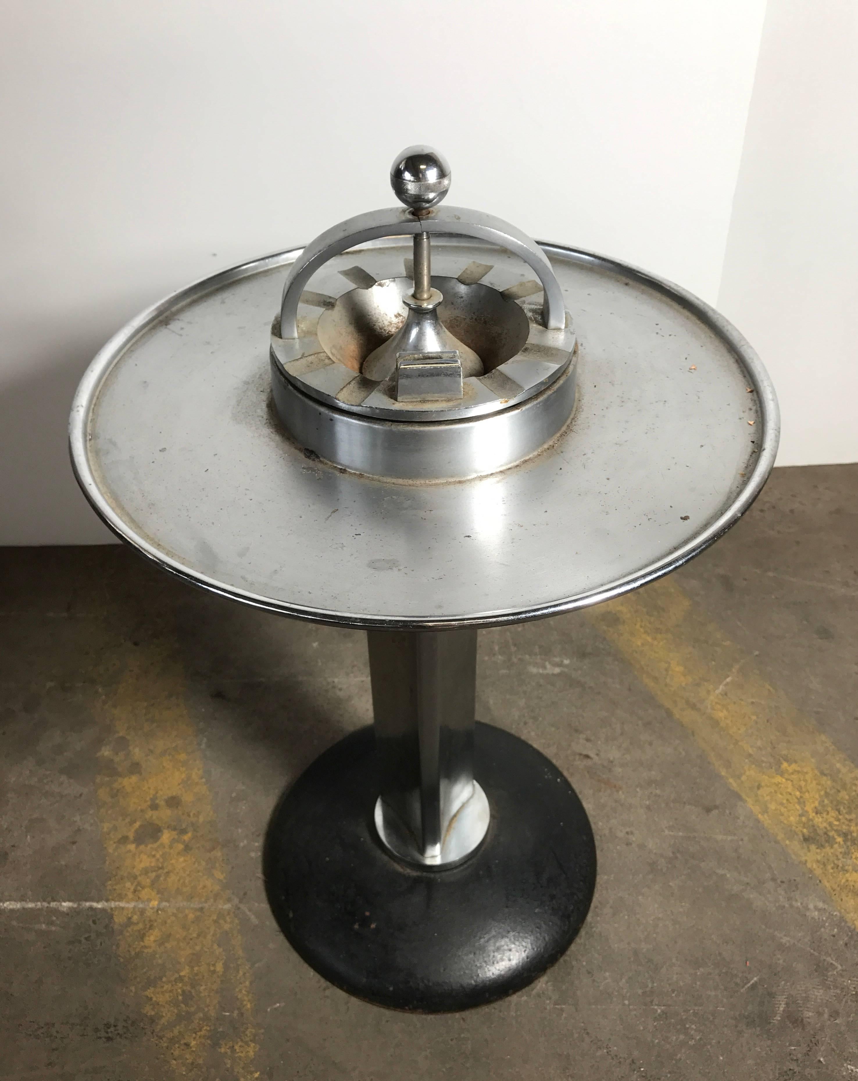 Art Deco Machine Age smoking stand with table manner of Donald Deskey. Amazing design and quality, Classic 1930s.