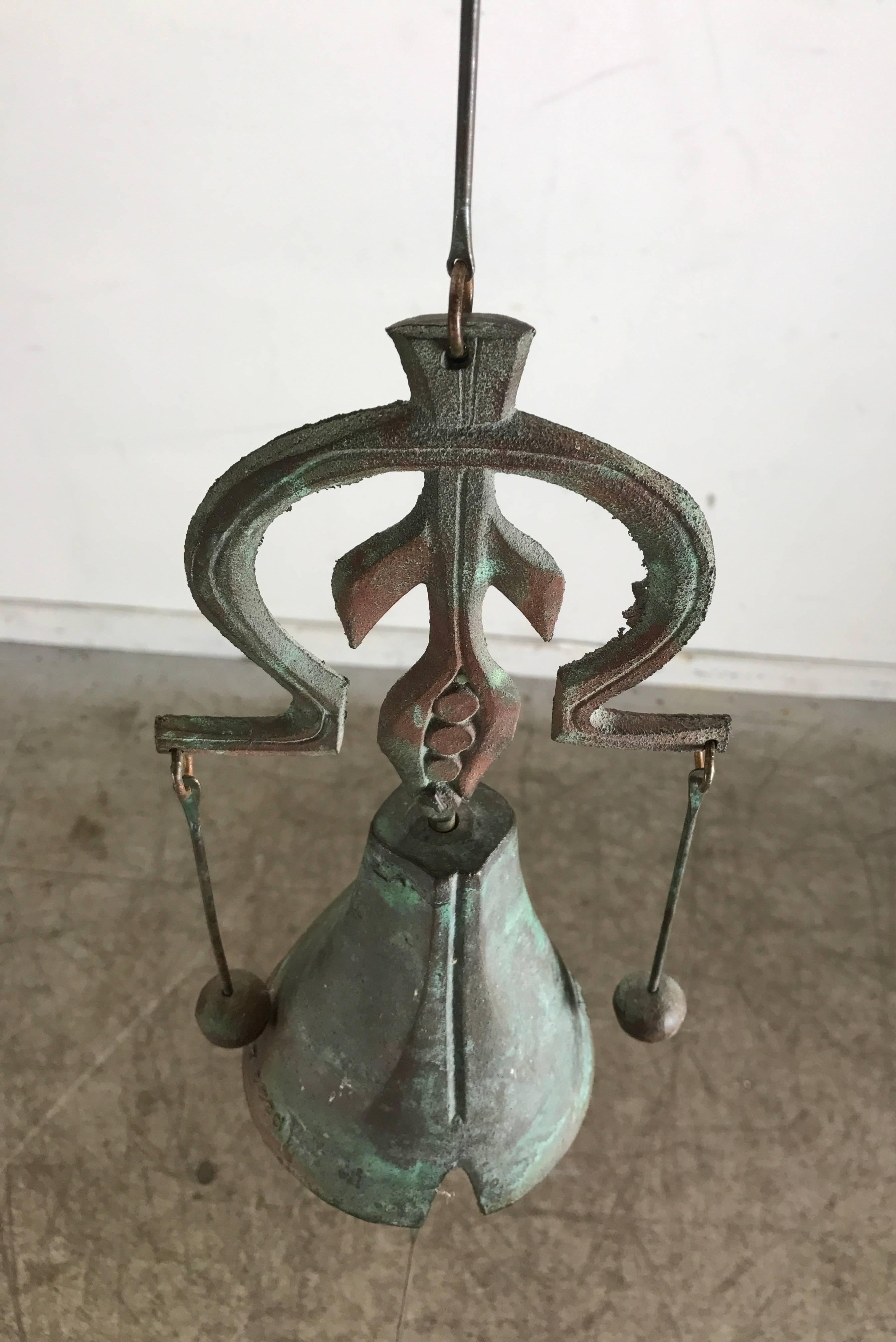 Large Paolo Soleri Bronze Wind Bell Arcosanti In Excellent Condition In Buffalo, NY