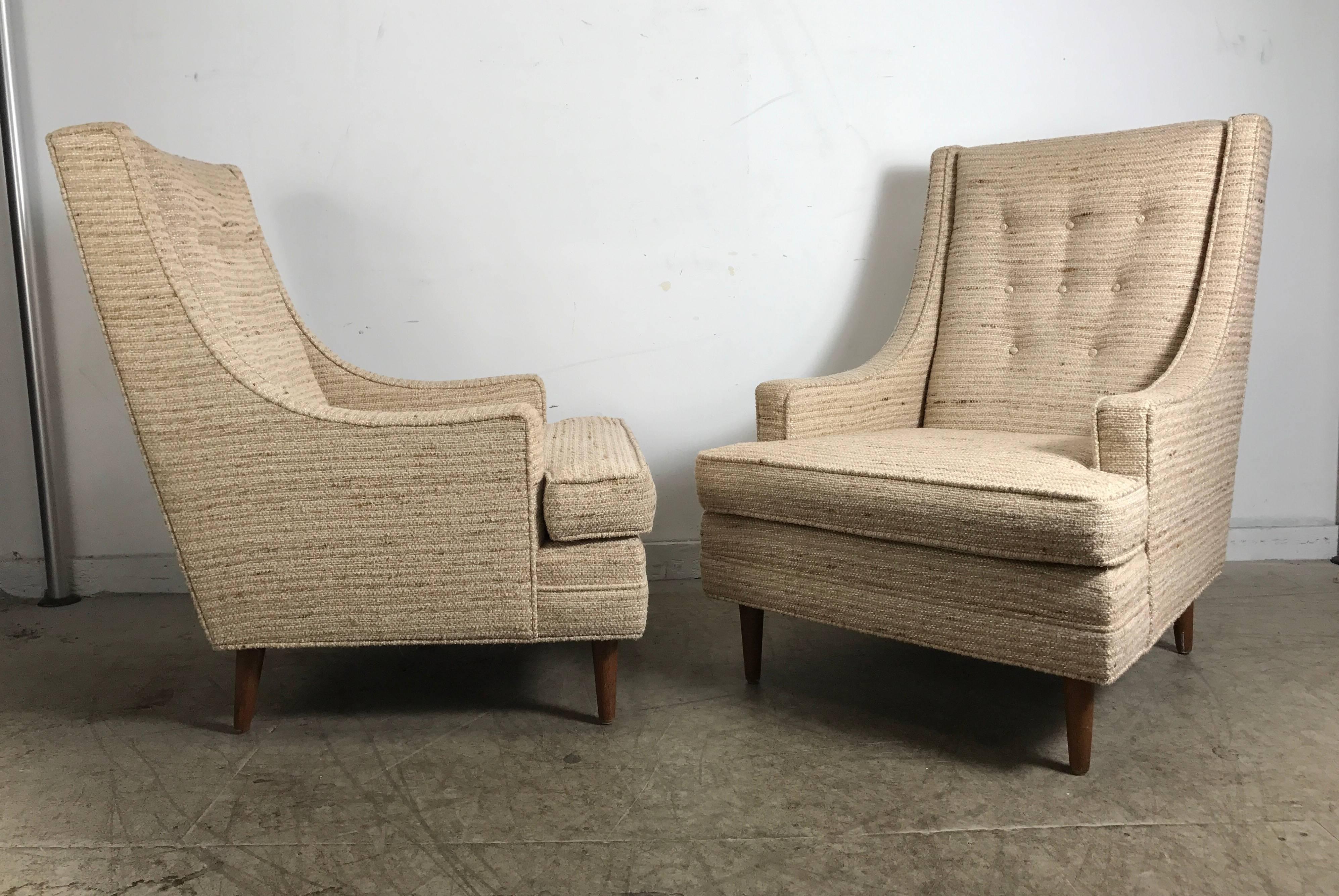 20th Century Classic Mid-Century Modern Highback Lounge Chairs after Harvey Probber