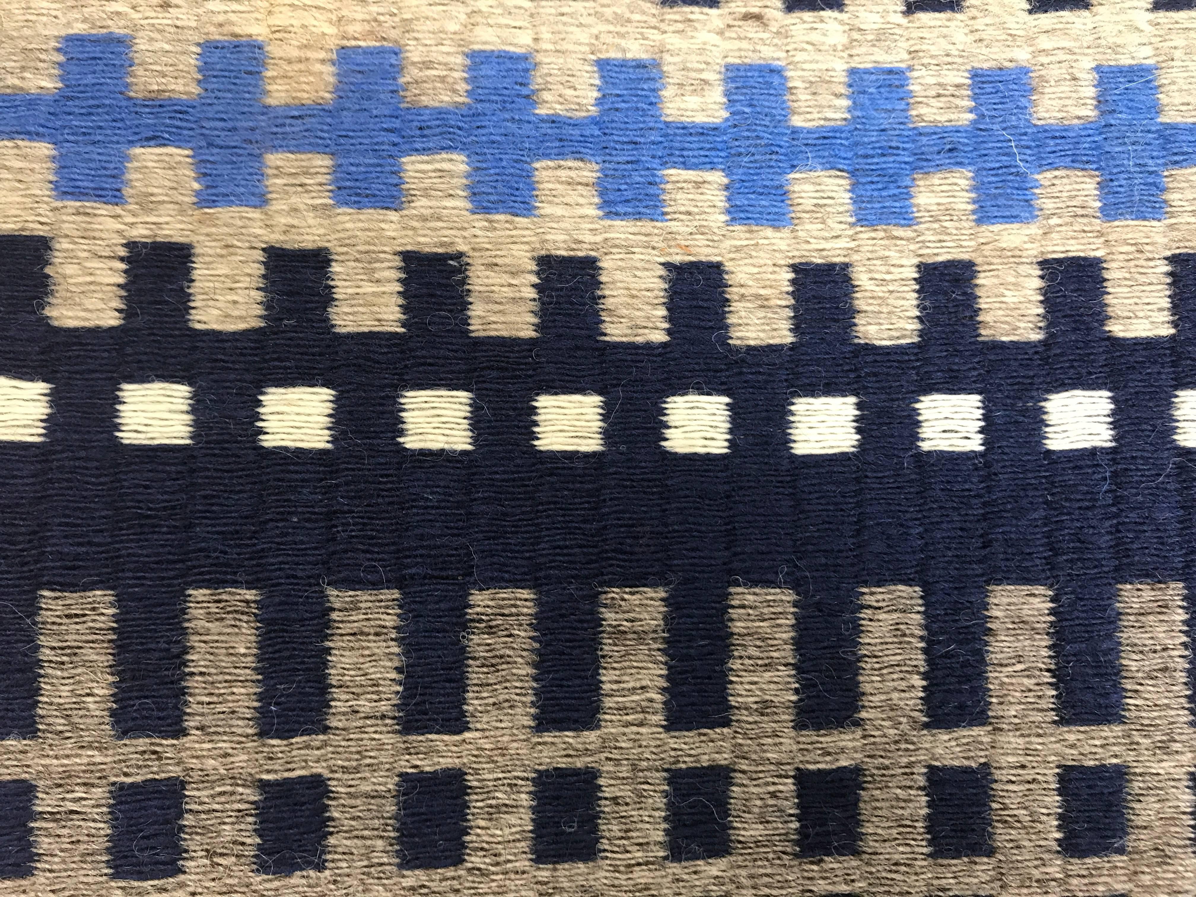 Unknown Modernist Flat- Weave Rug Signed Valja For Sale