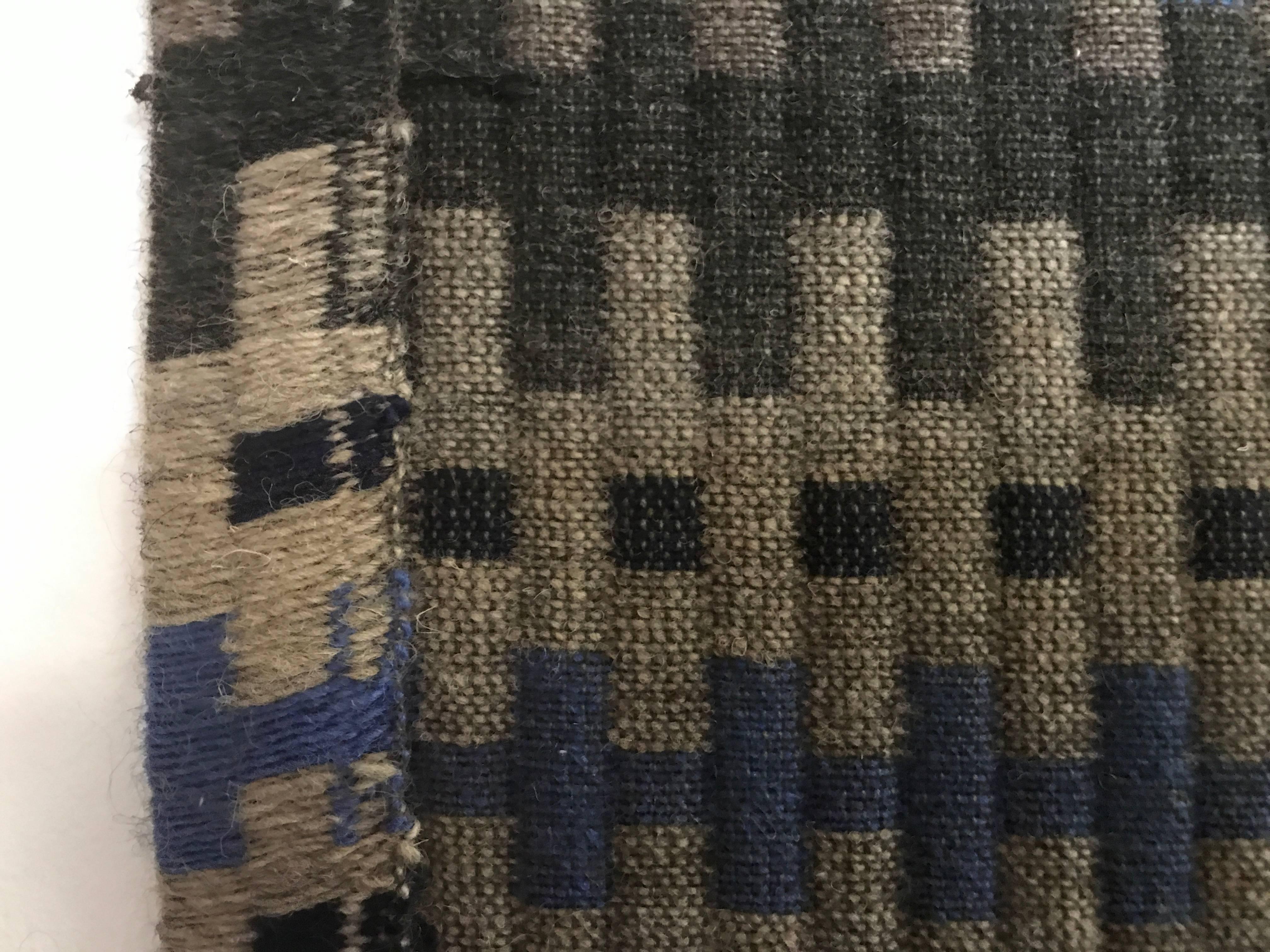 Mid-Century Modern Modernist Flat- Weave Rug Signed Valja For Sale