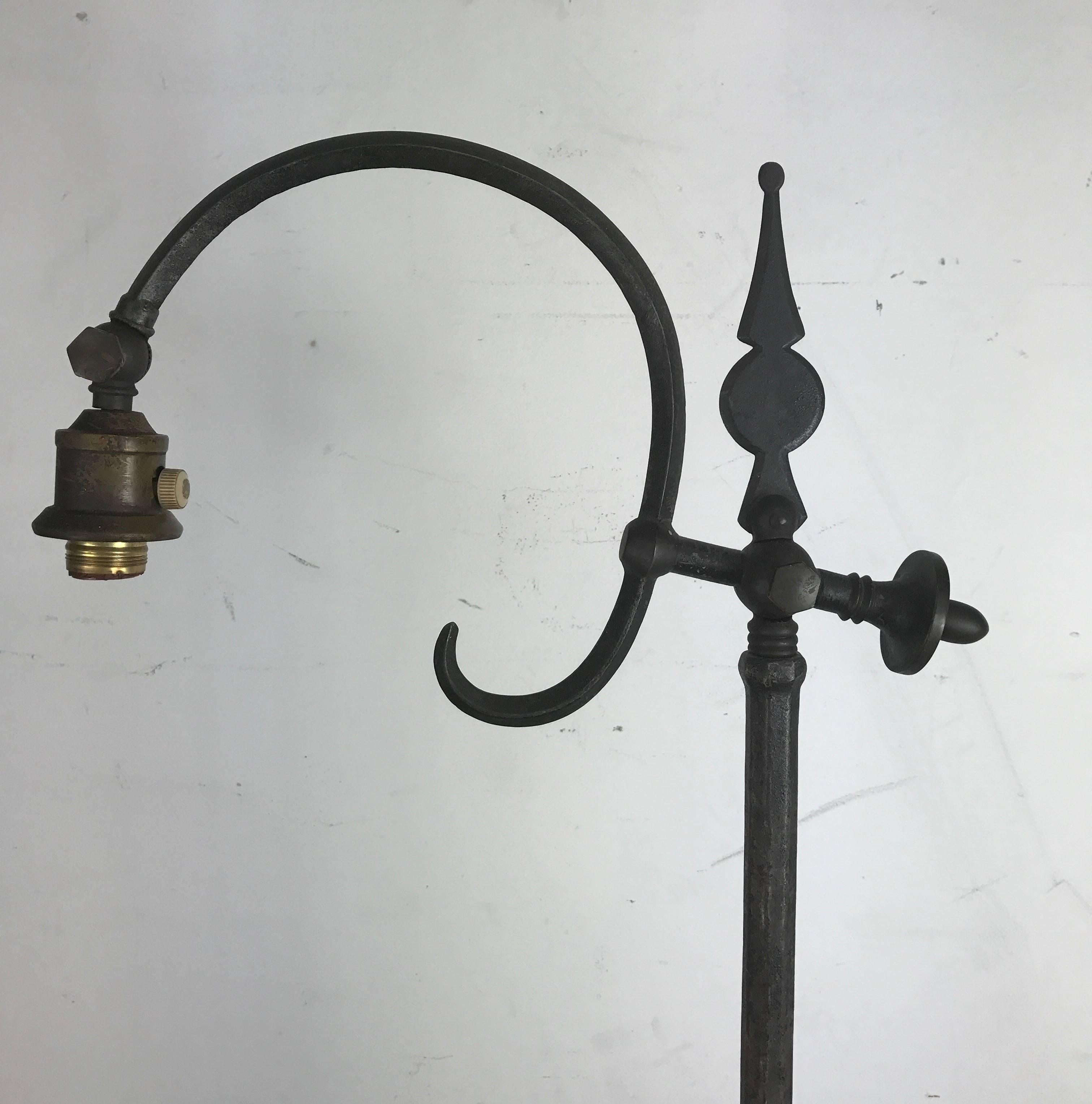 Hand-Crafted Arts and Craft Hand Forged Iron Floor Lamp after Samuel Yellin
