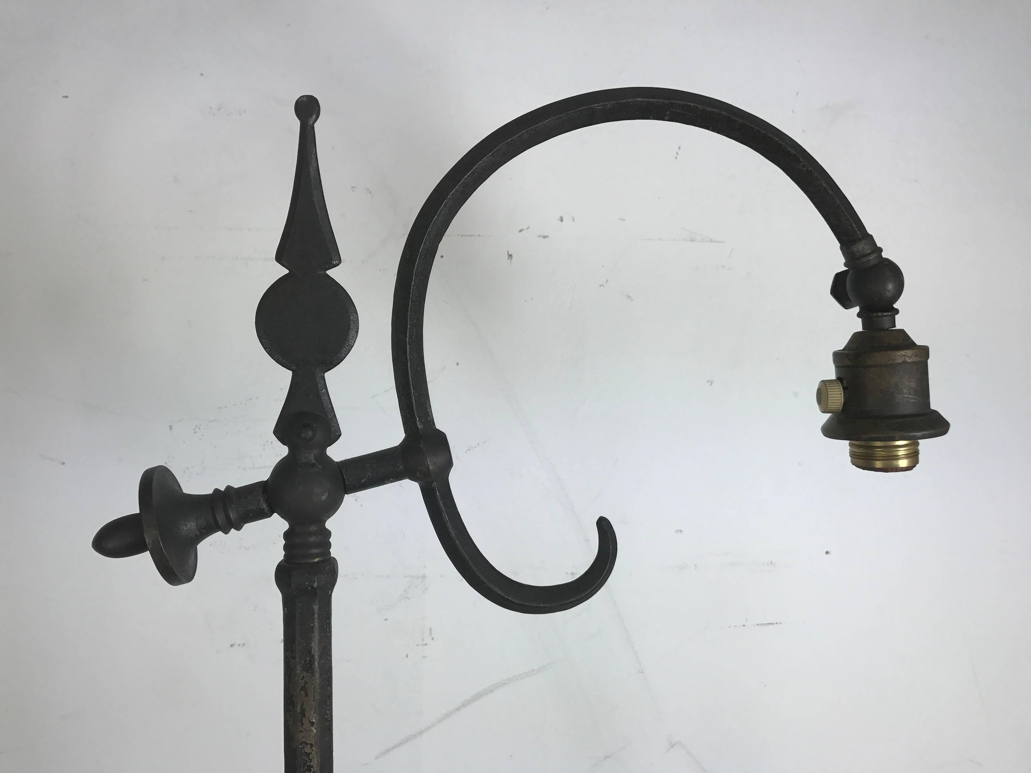 American Arts and Craft Hand Forged Iron Floor Lamp after Samuel Yellin