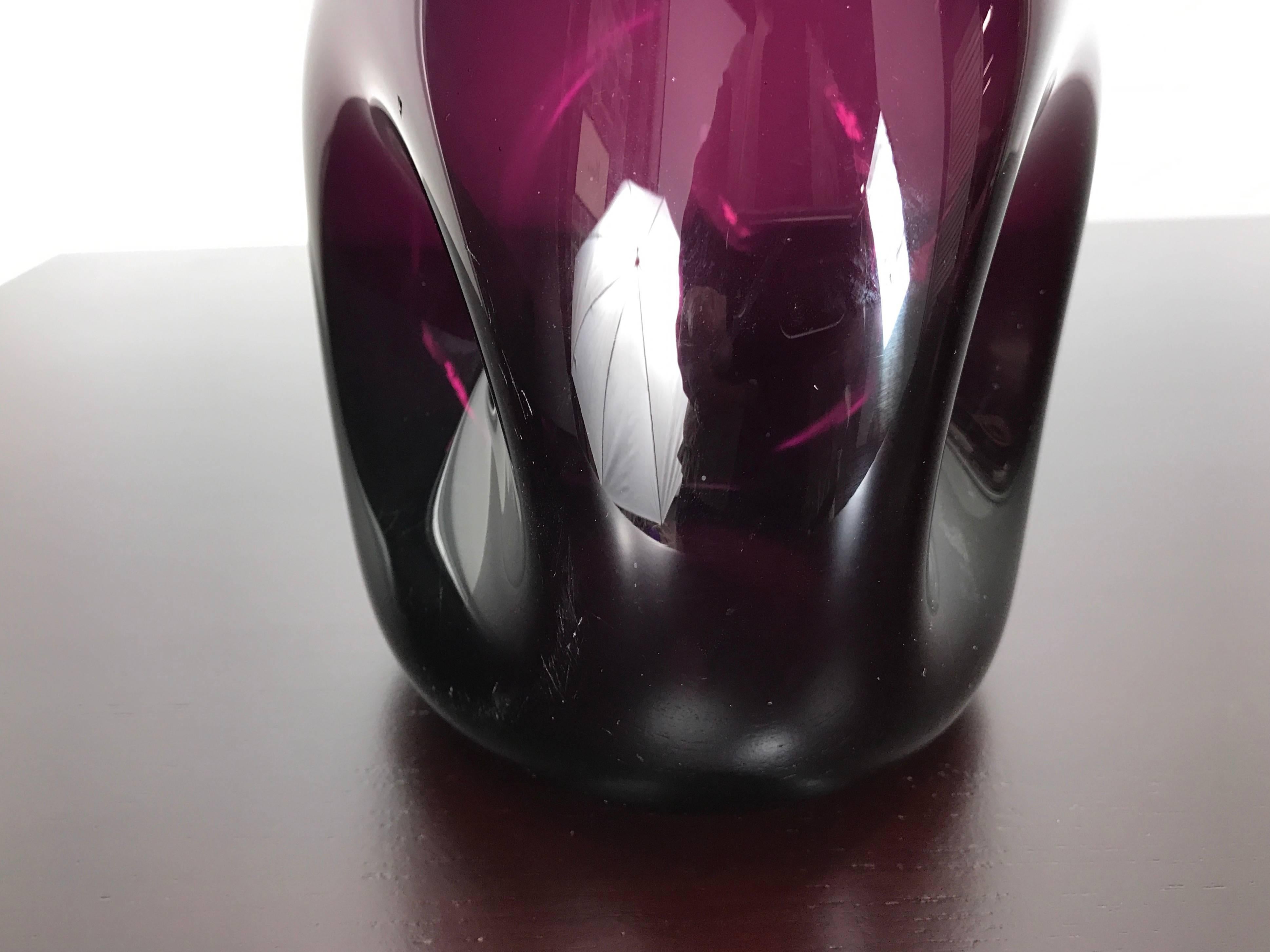 Late 20th Century Wayne Husted for Blenko Dimpled Glass Vase