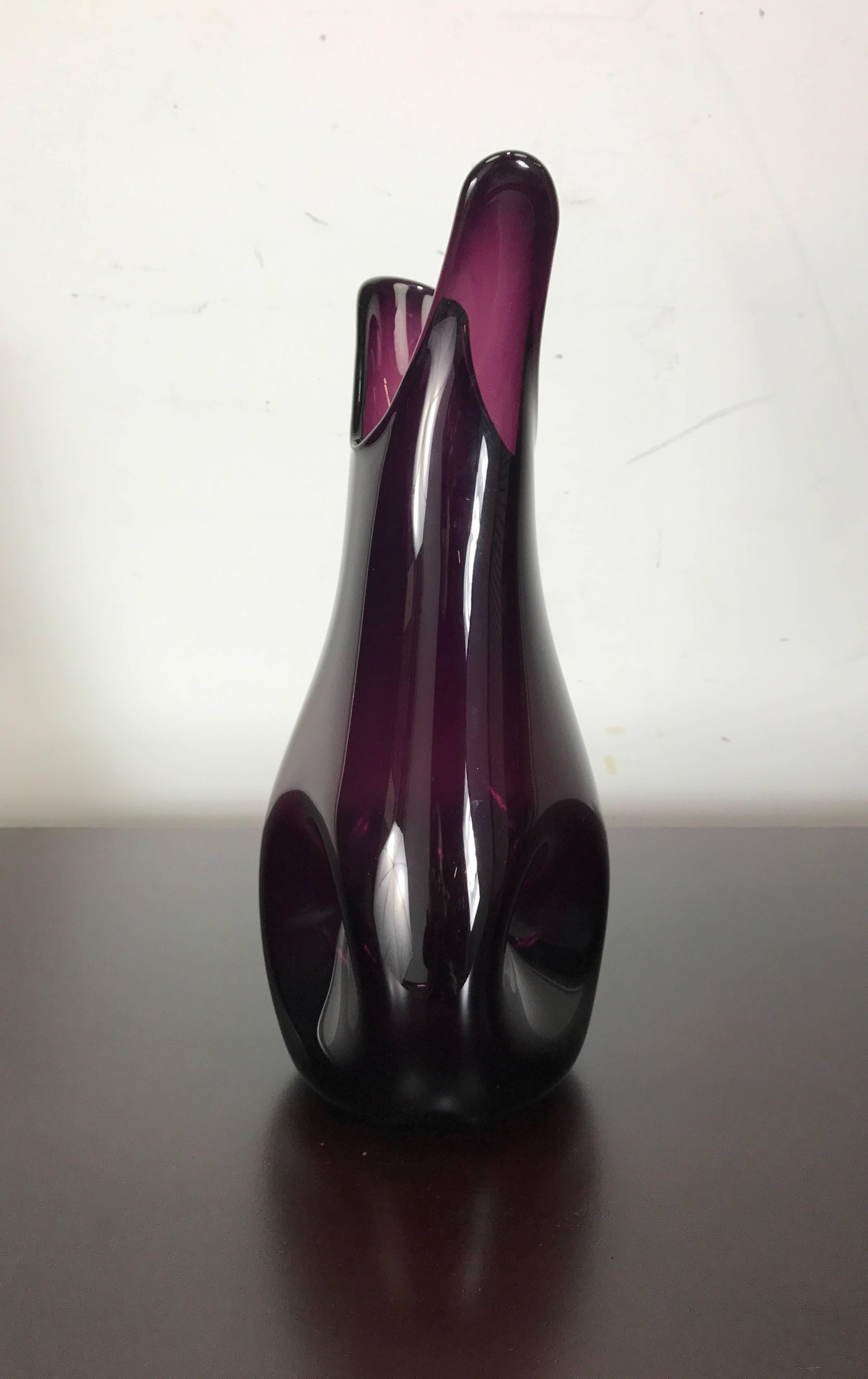 Wayne Husted for Blenko Dimpled Glass Vase In Excellent Condition In Buffalo, NY