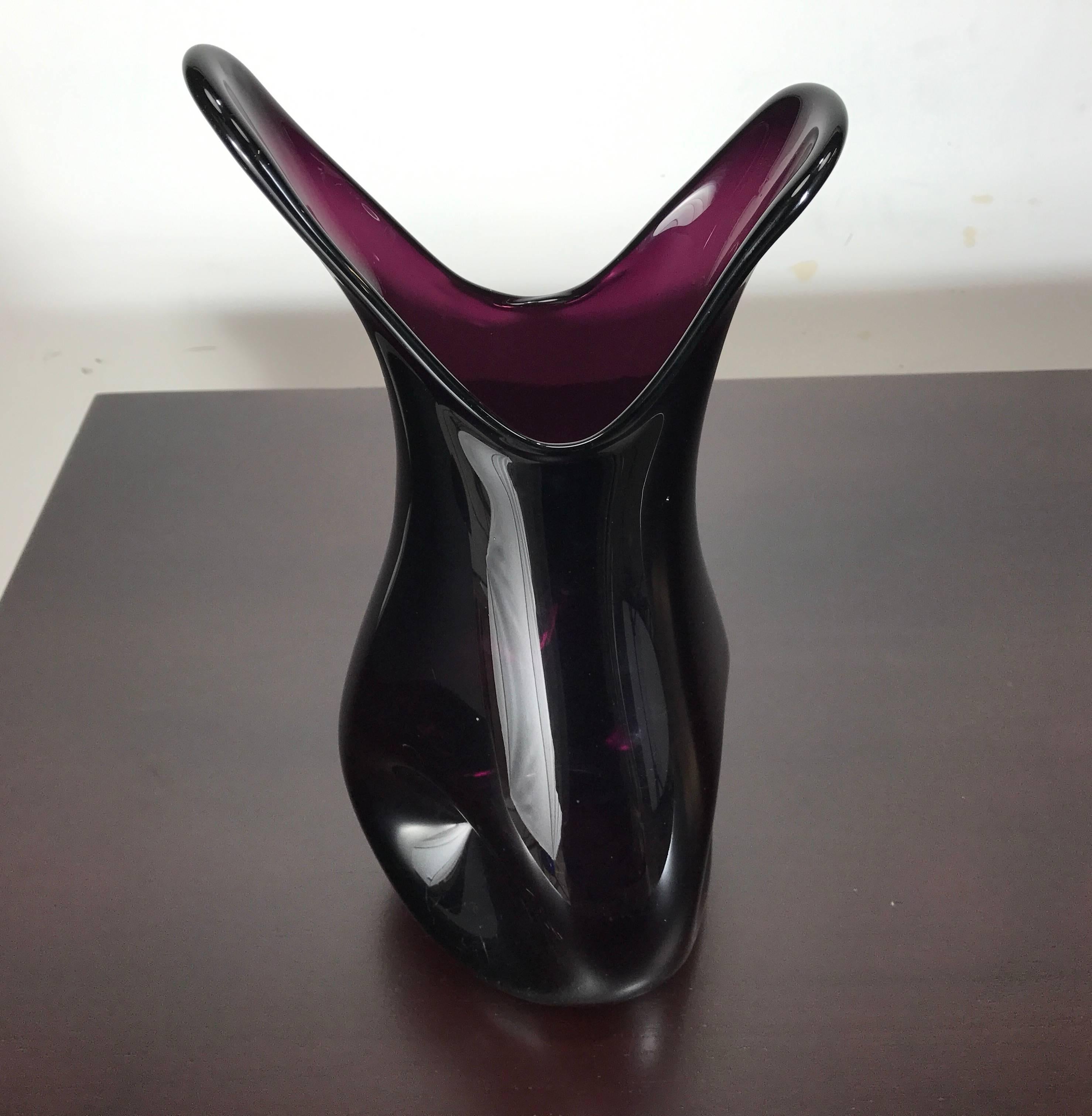 American Wayne Husted for Blenko Dimpled Glass Vase