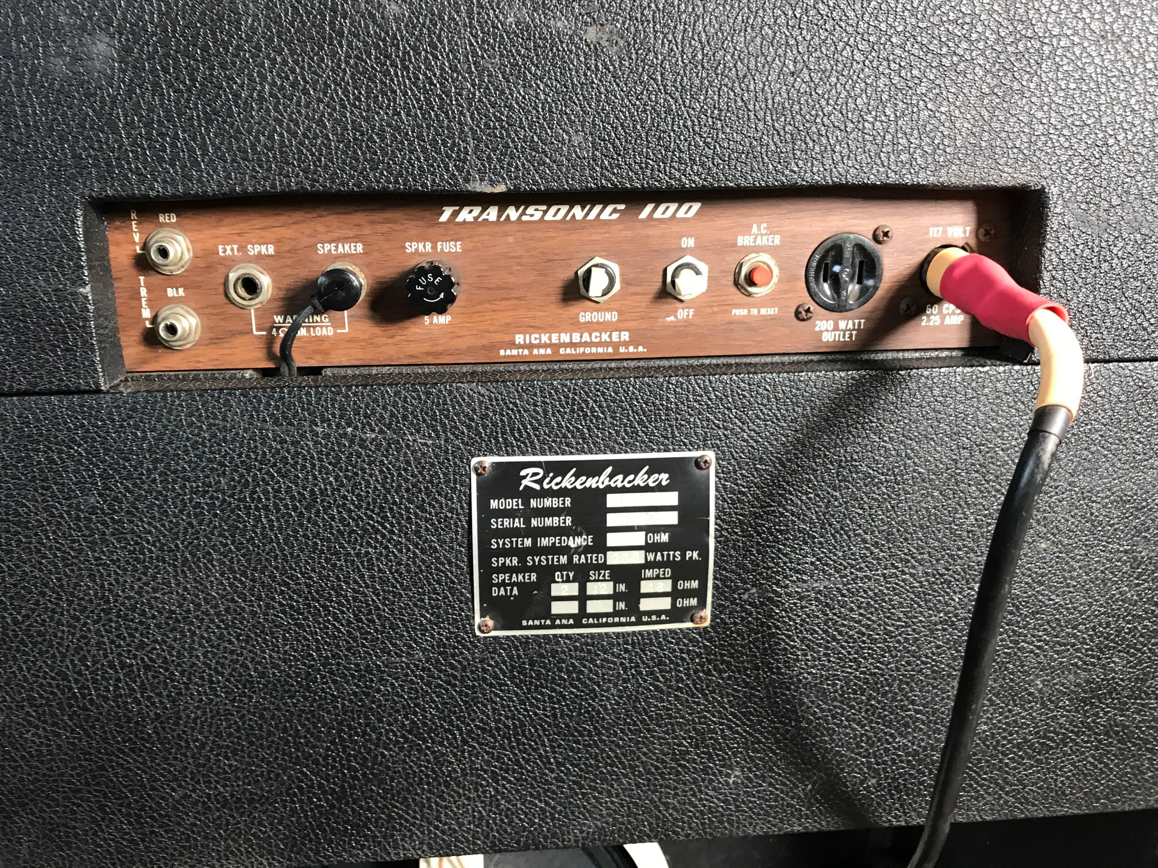 Mid-Century Modern Modernist Rickenbacker Transonic 1968 Rare Model 102 Guitar Combo Amplifier
