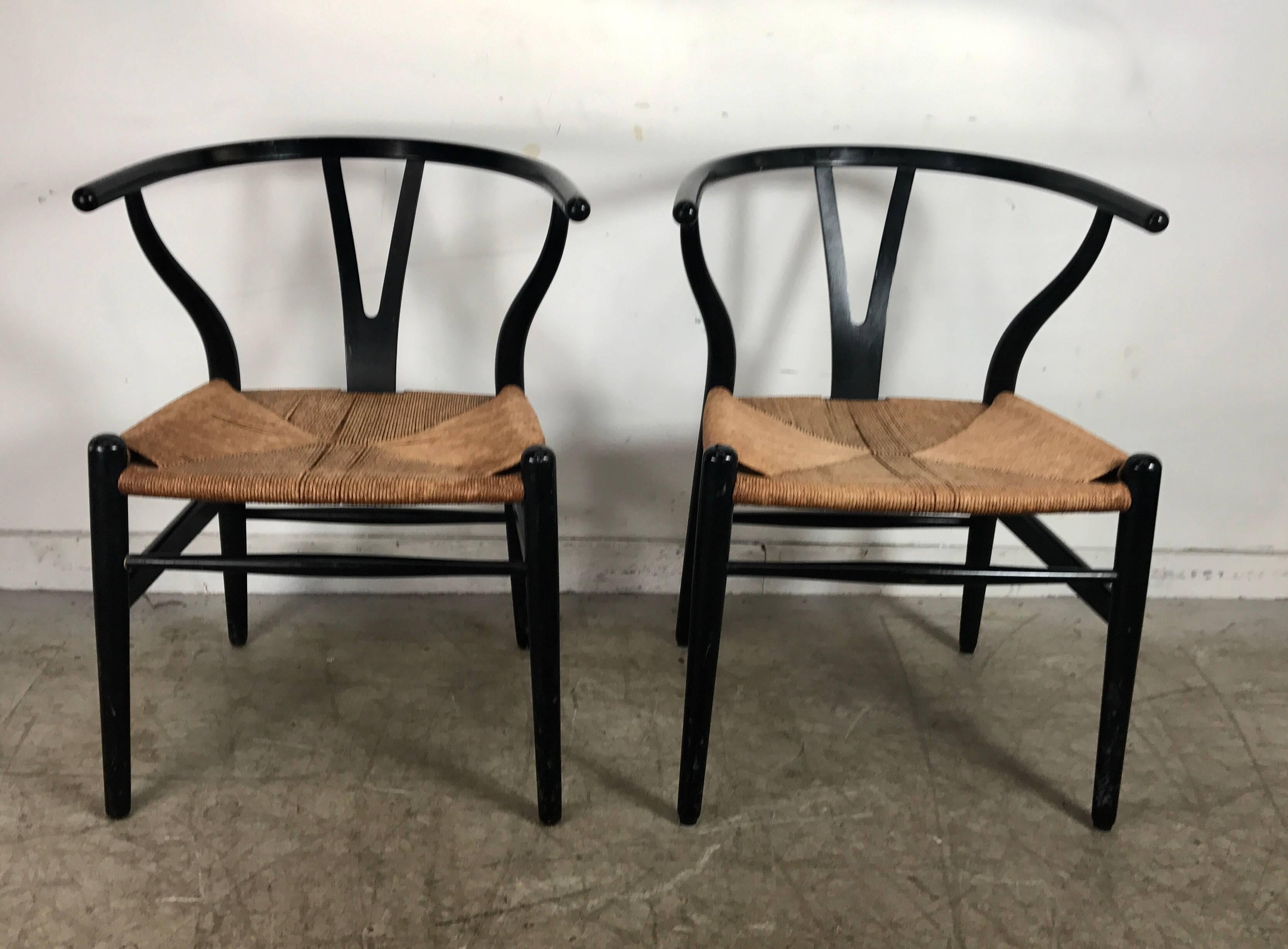 Early Set of Six Dining Chairs, CH24 Wishbone by Hans Wegner , Carl Hansen & Son In Good Condition In Buffalo, NY