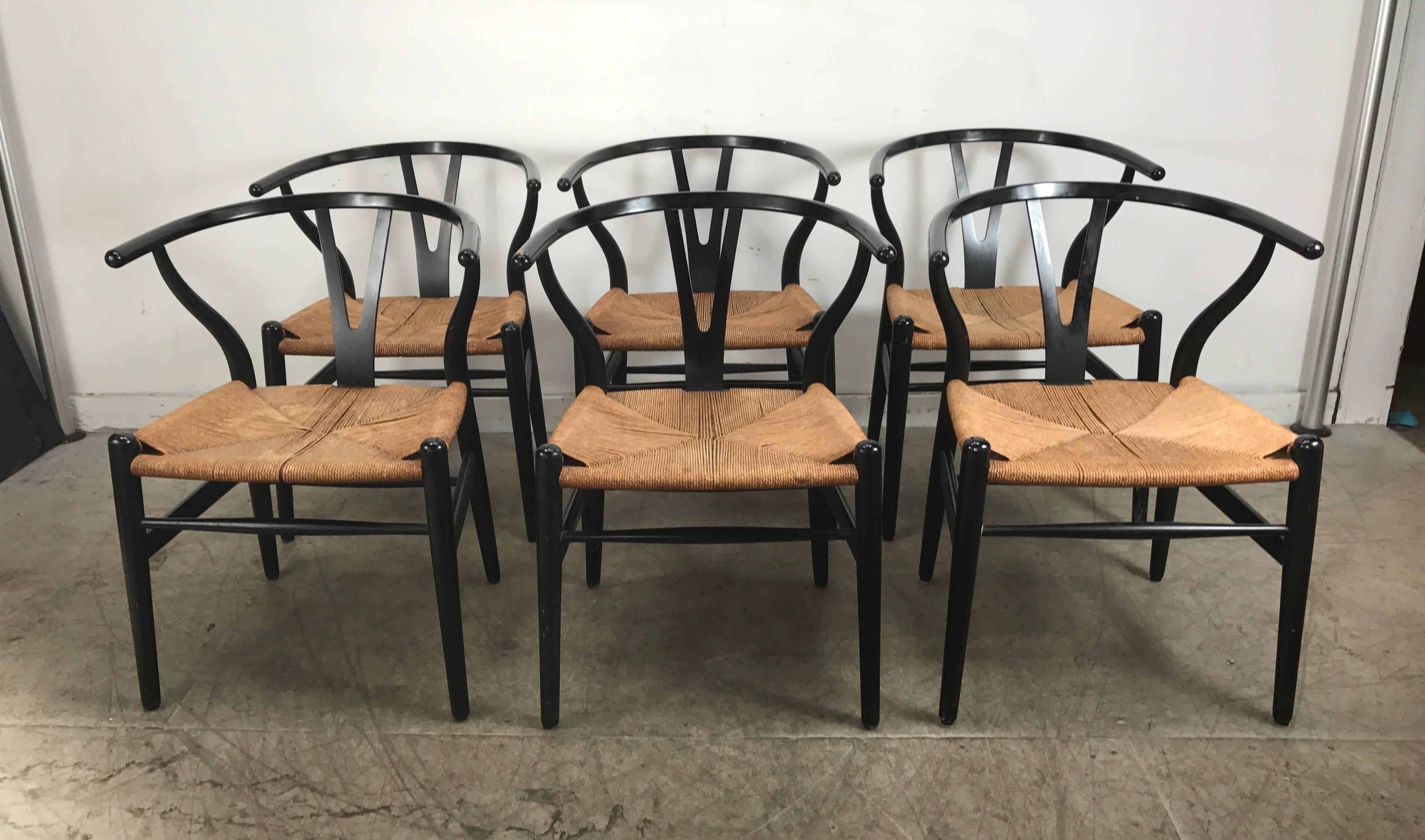 Danish Early Set of Six Dining Chairs, CH24 Wishbone by Hans Wegner , Carl Hansen & Son