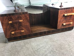 American Art Deco Vanity, Dressing Table, Mirror Manner of Donald Deskey