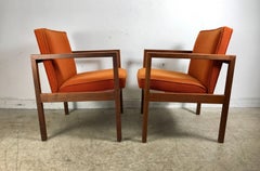 Pair of Midcentury Solid Walnut Lounge Chairs by Stow Davis