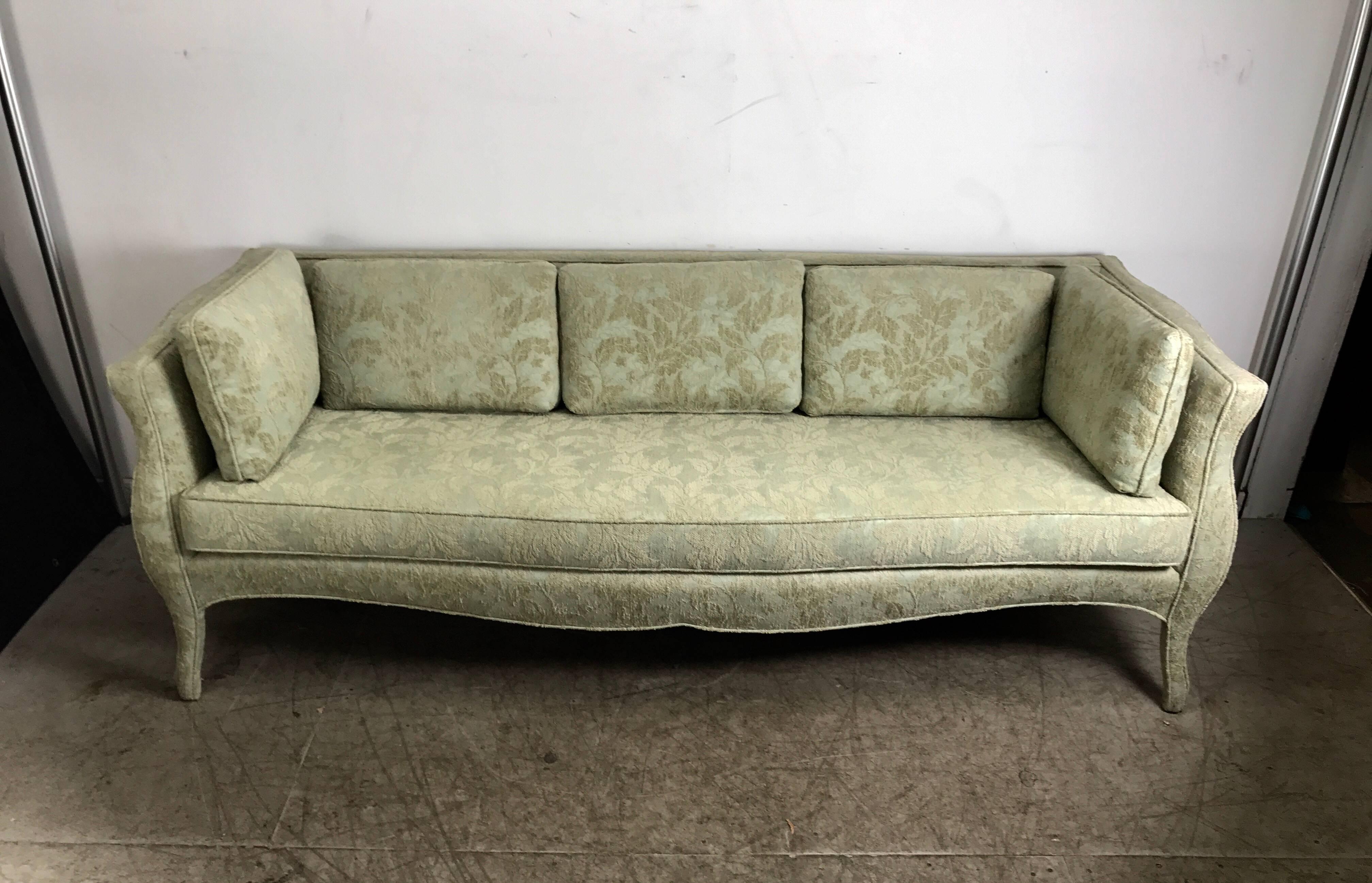 American Unusual Sofa, Bombay Shape, Upholstered Legs, Baker Furniture