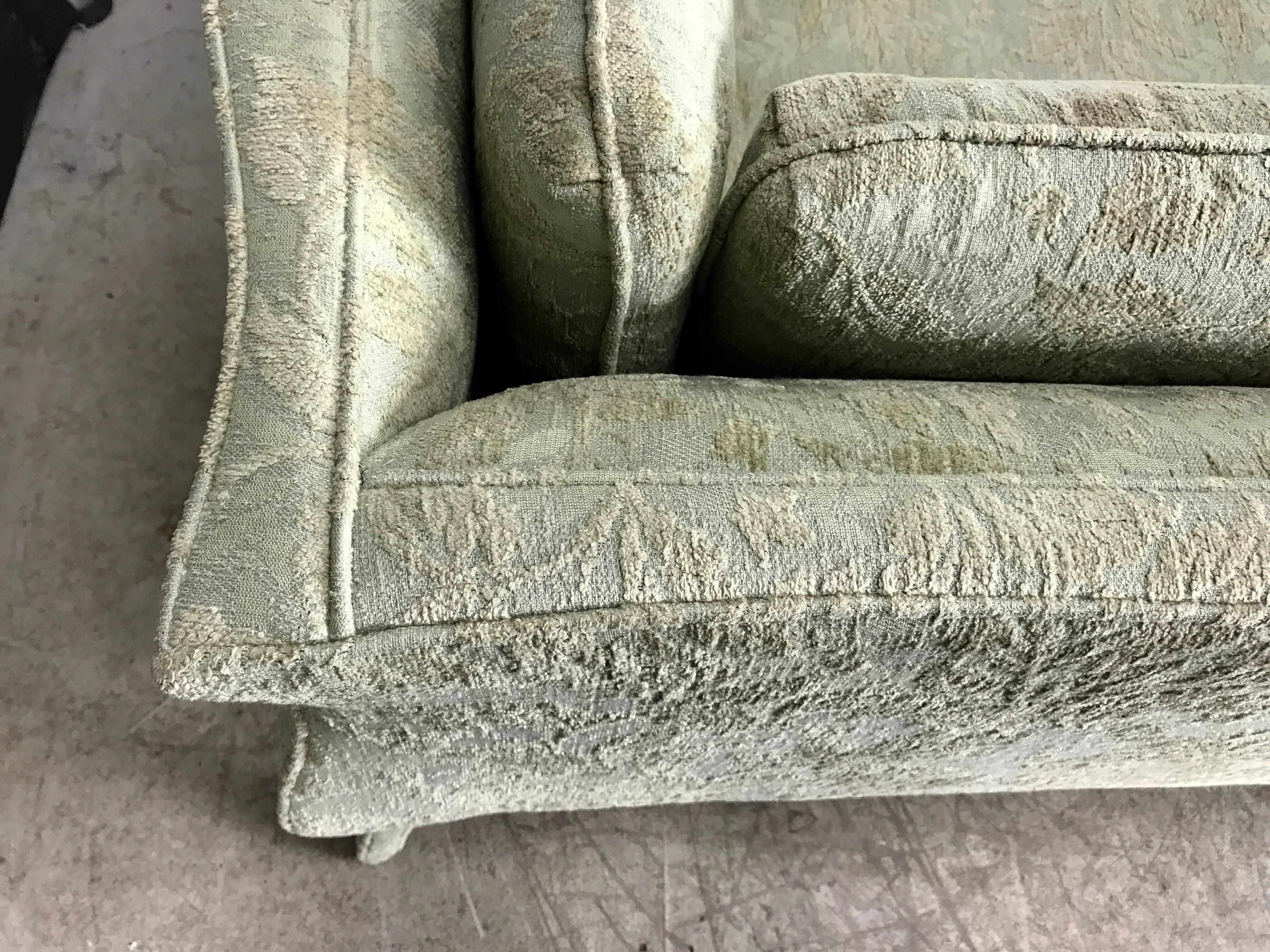 Fabric Unusual Sofa, Bombay Shape, Upholstered Legs, Baker Furniture