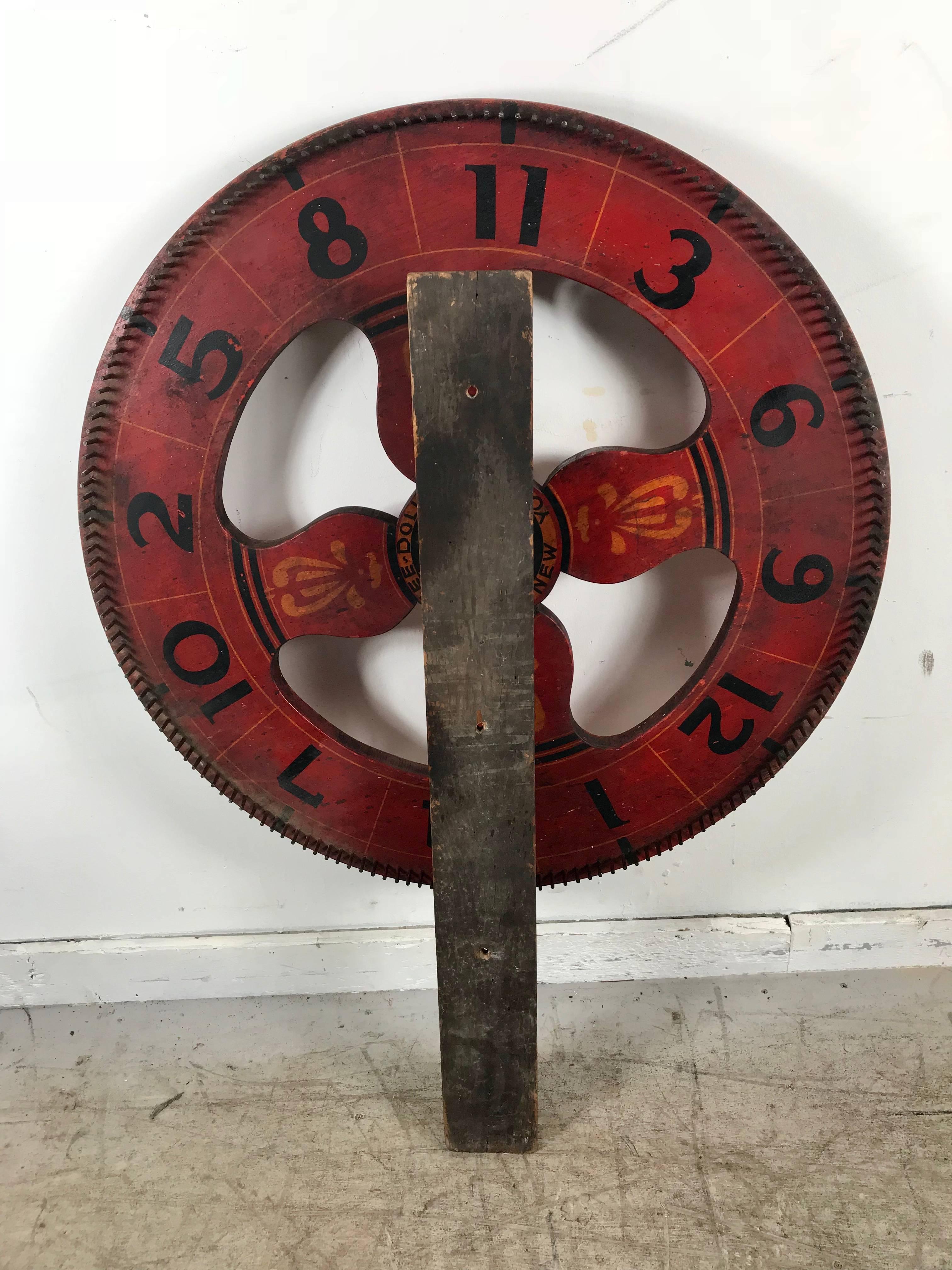 American 1920s Antique Double-Sided Hand-Painted Game/Carnival Wheel, New York