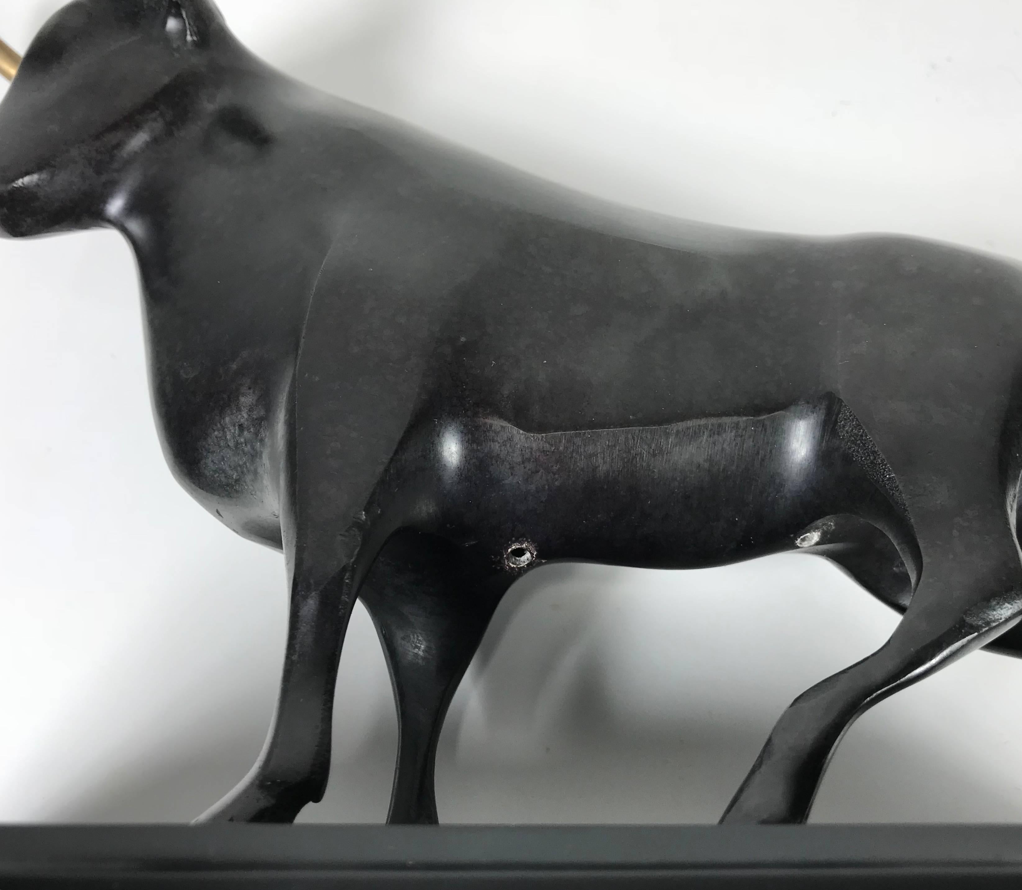 Unknown Stylized Bronze Bull Table Sculpture