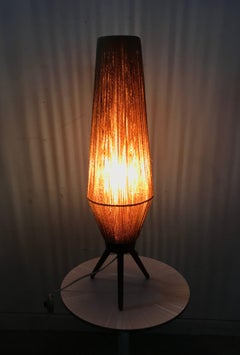 Mid-Century Modern Rope and Teak Table Lamp by Fog & Mørup