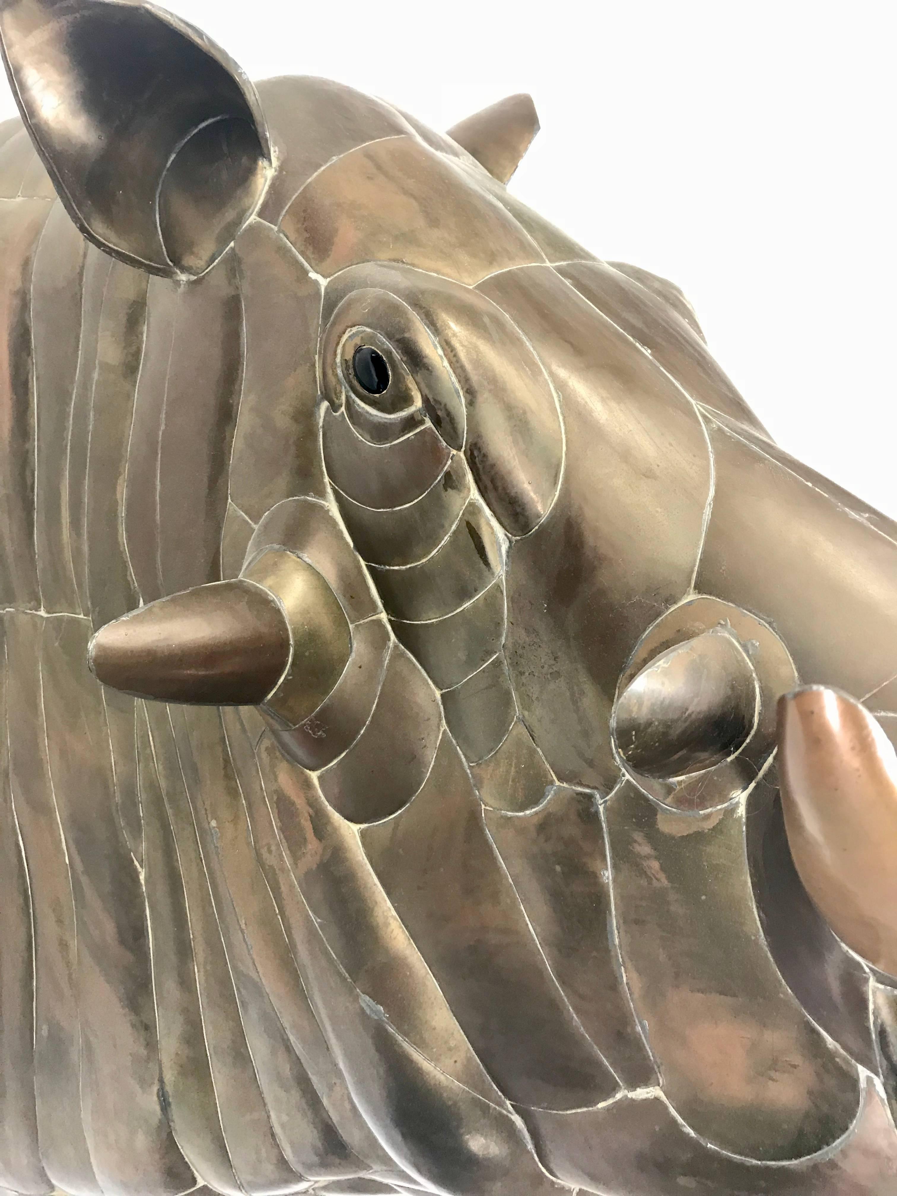 Mid-Century Modern Monumental Sergio Bustamante Copper and Brass Warthog Wall Sculpture